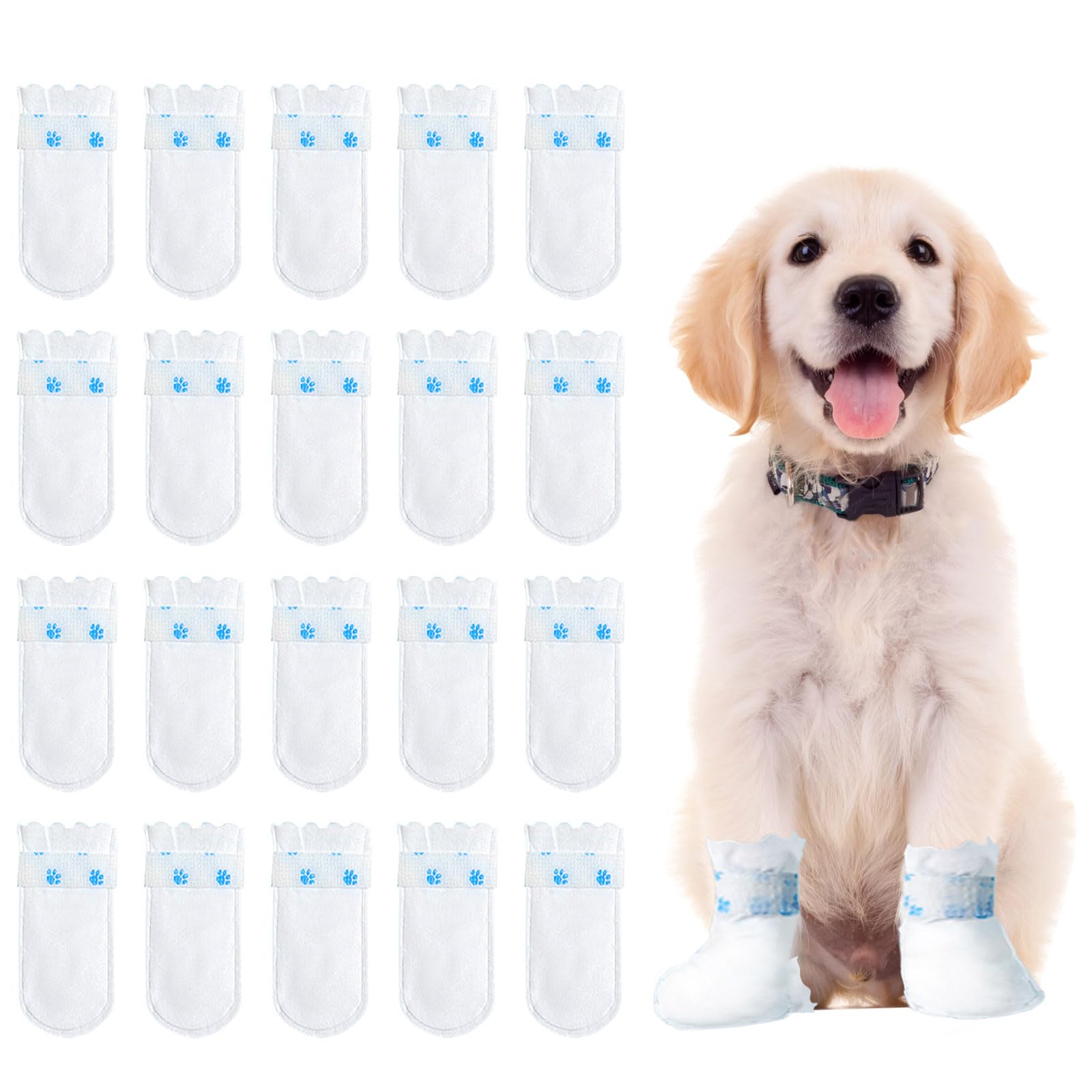 Disposable Dog Boots For Paw Protection, 20 Pcs Pet Shoes With Adjustable Self-Adhesive Bandage, Dog Disposable Foot Covers For 