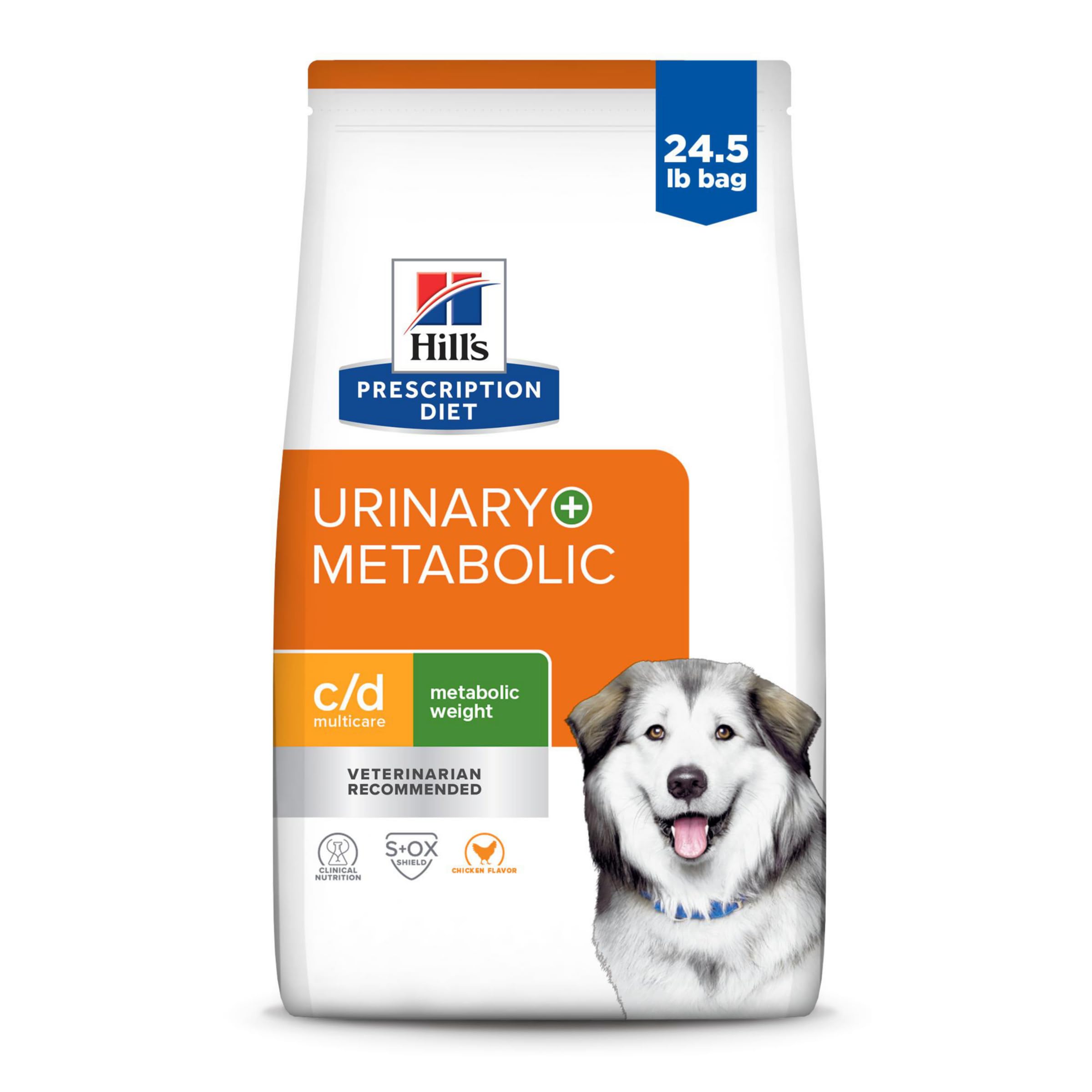Hills Prescription Diet c/d Multicare + Metabolic Chicken Flavor Dry Dog Food, Veterinary Diet, 24.5 lb. Bag