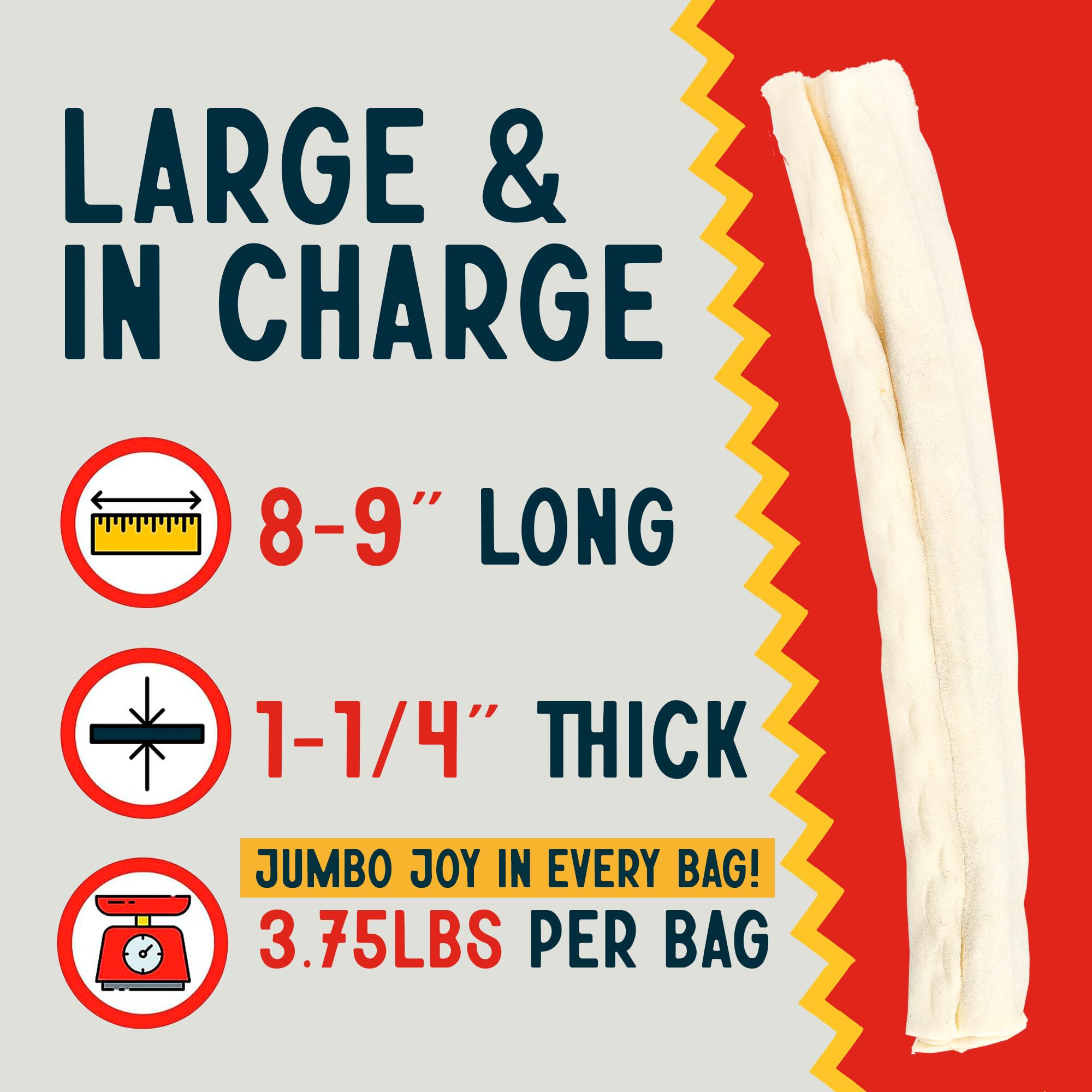 Canine Chews 8-9 Retriever Rolls for Large Dogs - Pack of 15 All-Natural Beef Hide Dog Chews for Aggressive Chewers - 3.7 lb.
