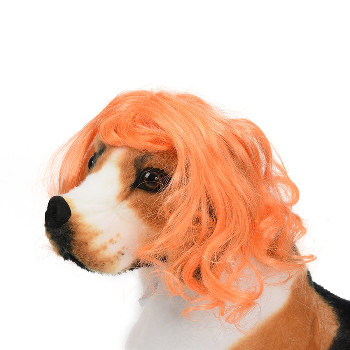 Funny Orange Long Curly Dog Wig, Cat Cosplay Wig, Pet Wigs For Halloween, Christmas, Parties, Festivals, Dog Wigs For Small Medium And Large Dogs