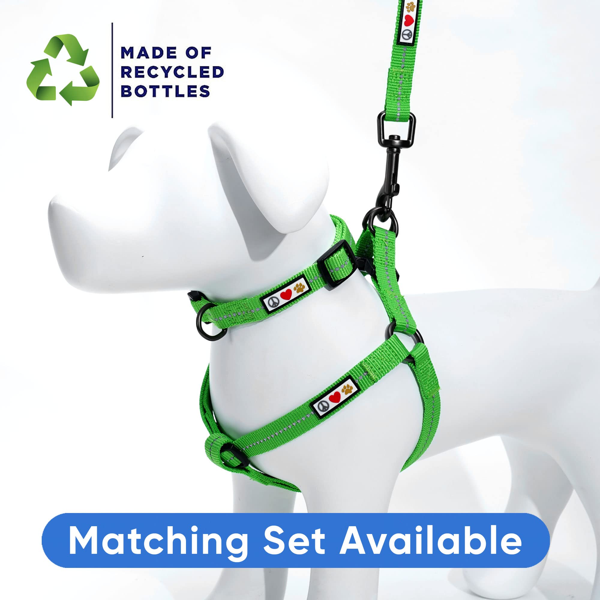 Pawtitas Recycled Dog Harness With Reflective Stitched A Puppy Harness Made From Plastic Bottles Collected From Oceans Small Earth Green