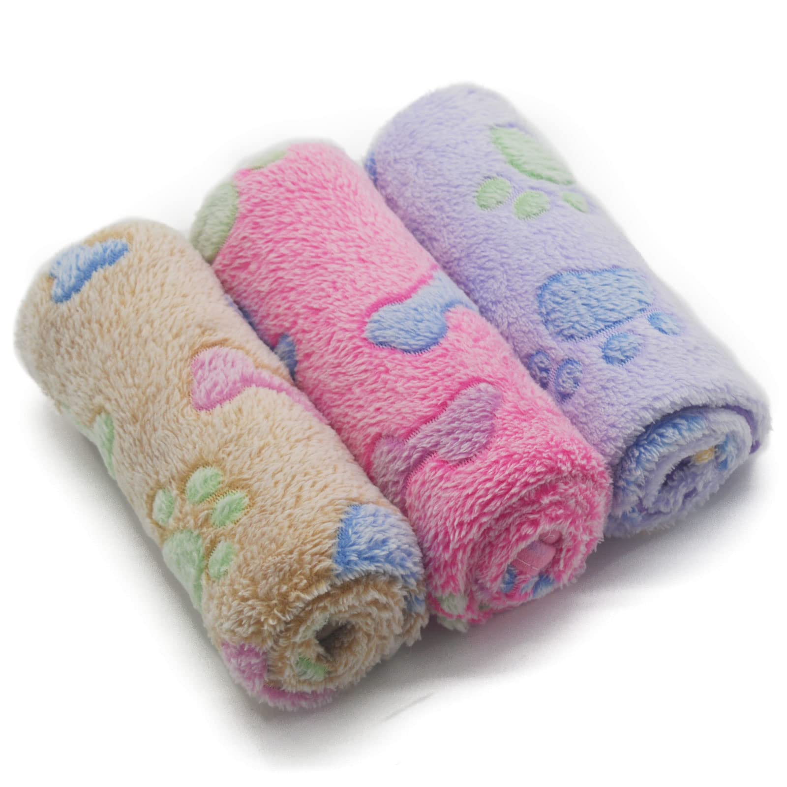 1 Pack 3 Puppy Blankets Super Soft Warm Sleep Mat Bone Print Cute Blanket Fluffy Premium Fleece Pet Blanket Flannel Throw Dog Bl