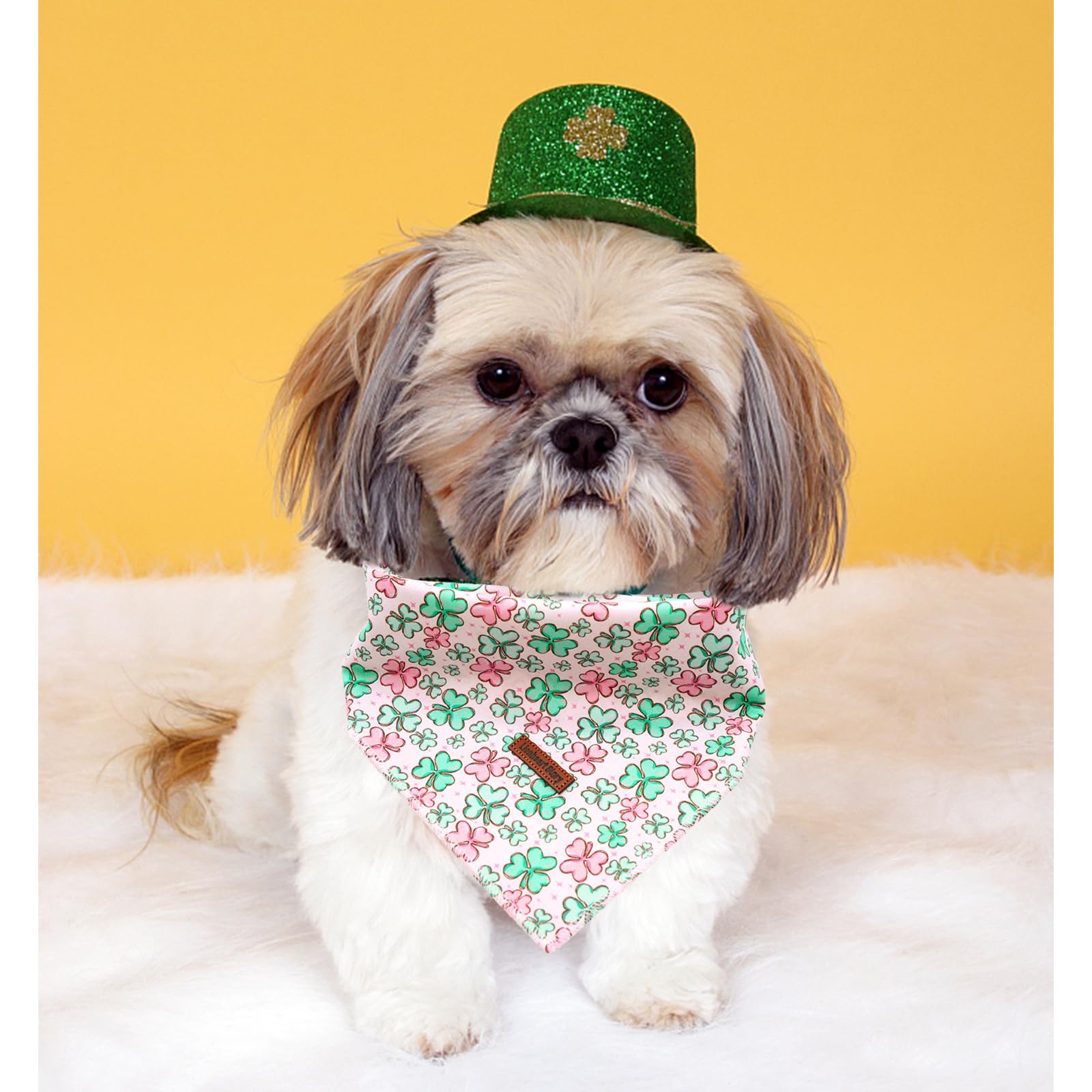 Lionheart Glory Soft St. Patrick'S Dog Scarf, Washable Square Bandana, Adjustable For Small Dogs And Cats