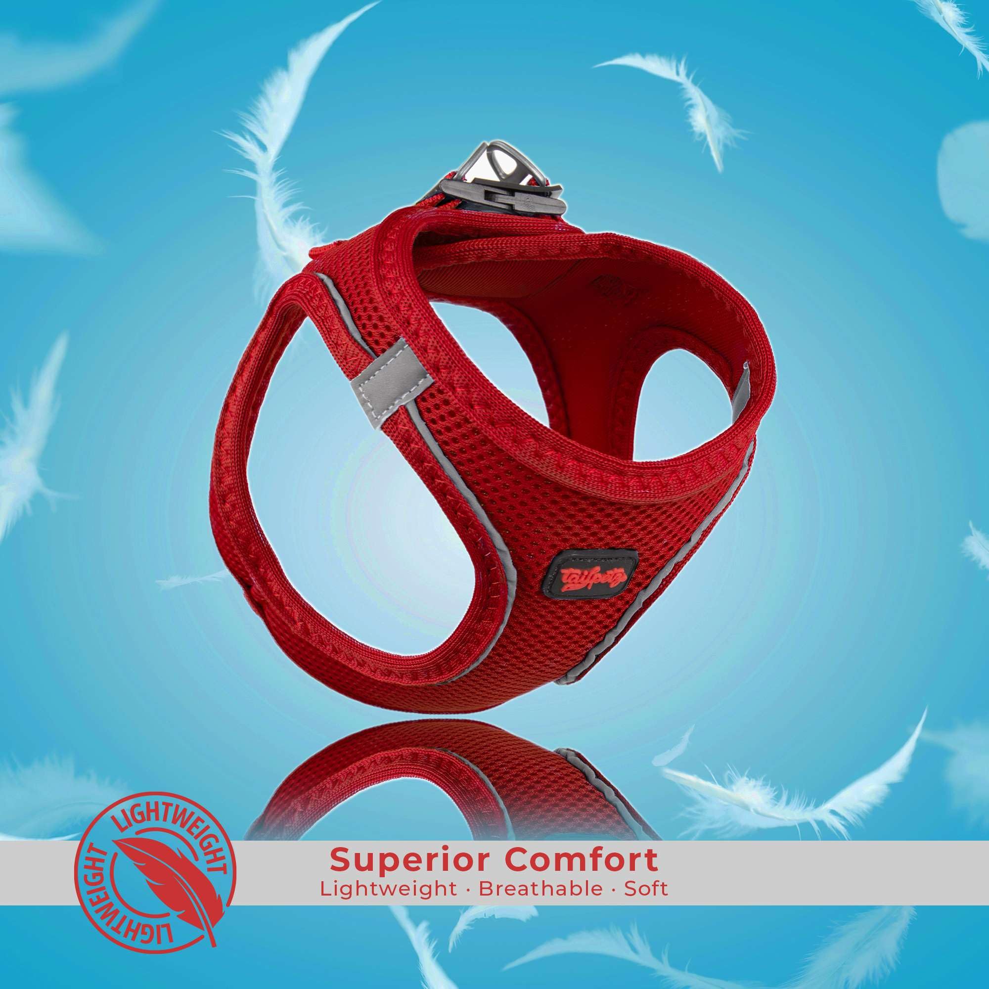 Tailpetz Red Adjustable Step-in Dog Harness, No Pull Vest for Large Dogs, Reflective, L (Chest: 23.5"-25")