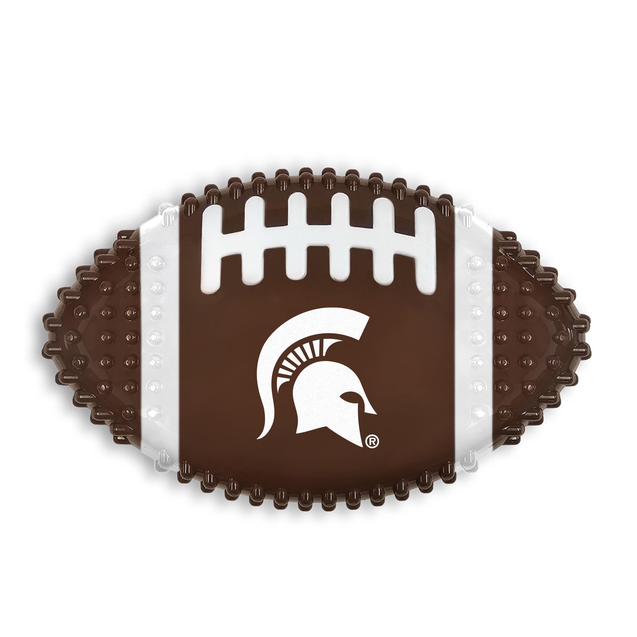Ncaa Michigan State Spartans Mega-Chew Hard Nylon Bacon-Flavored Dog Bone Football Chew Toy. Interactive Tasty & Fun Dog Chew To