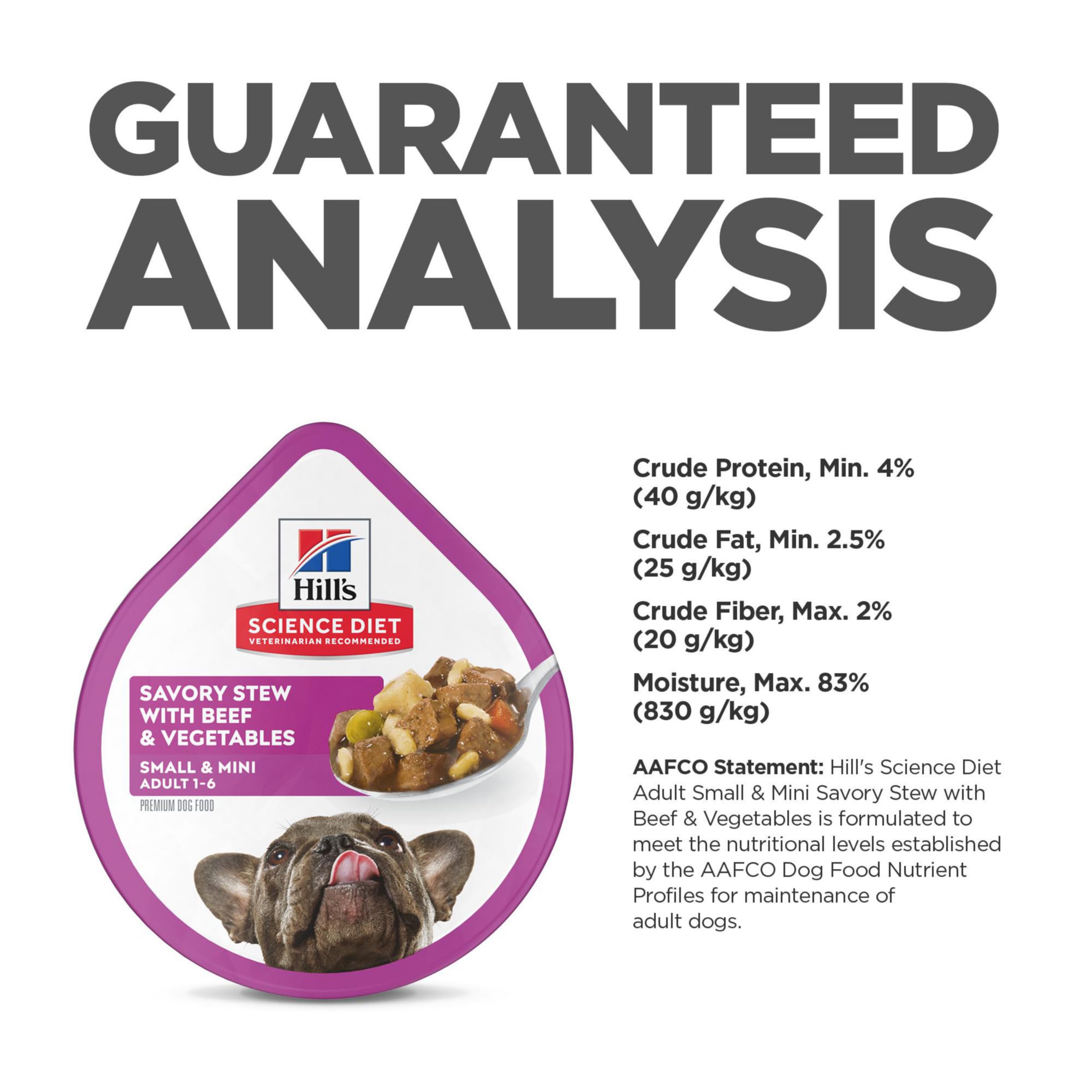 Hill s Science Diet Small & Mini, Adult 1-6, Small & Mini Breeds Premium Nutrition, Wet Dog Food, Beef & Vegetables Stew, 3.5 o