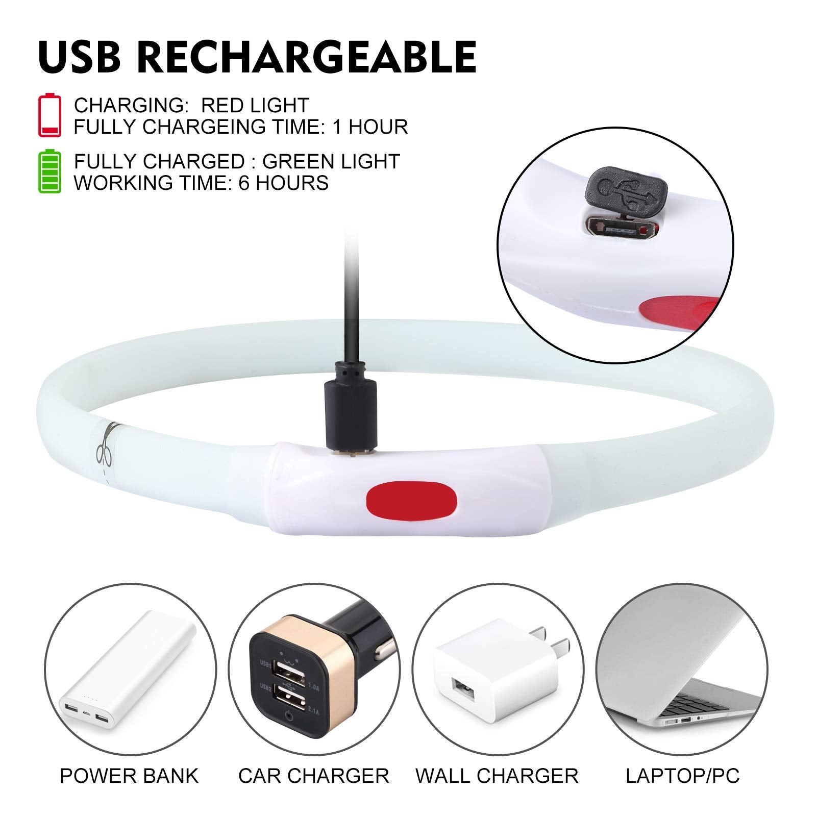 Led Multi-Color Dog Collar , Rechargeable 7 Colors Changing Light Up Dog Collar, Dog Lights Make Pet Visible And Safety For Nigh