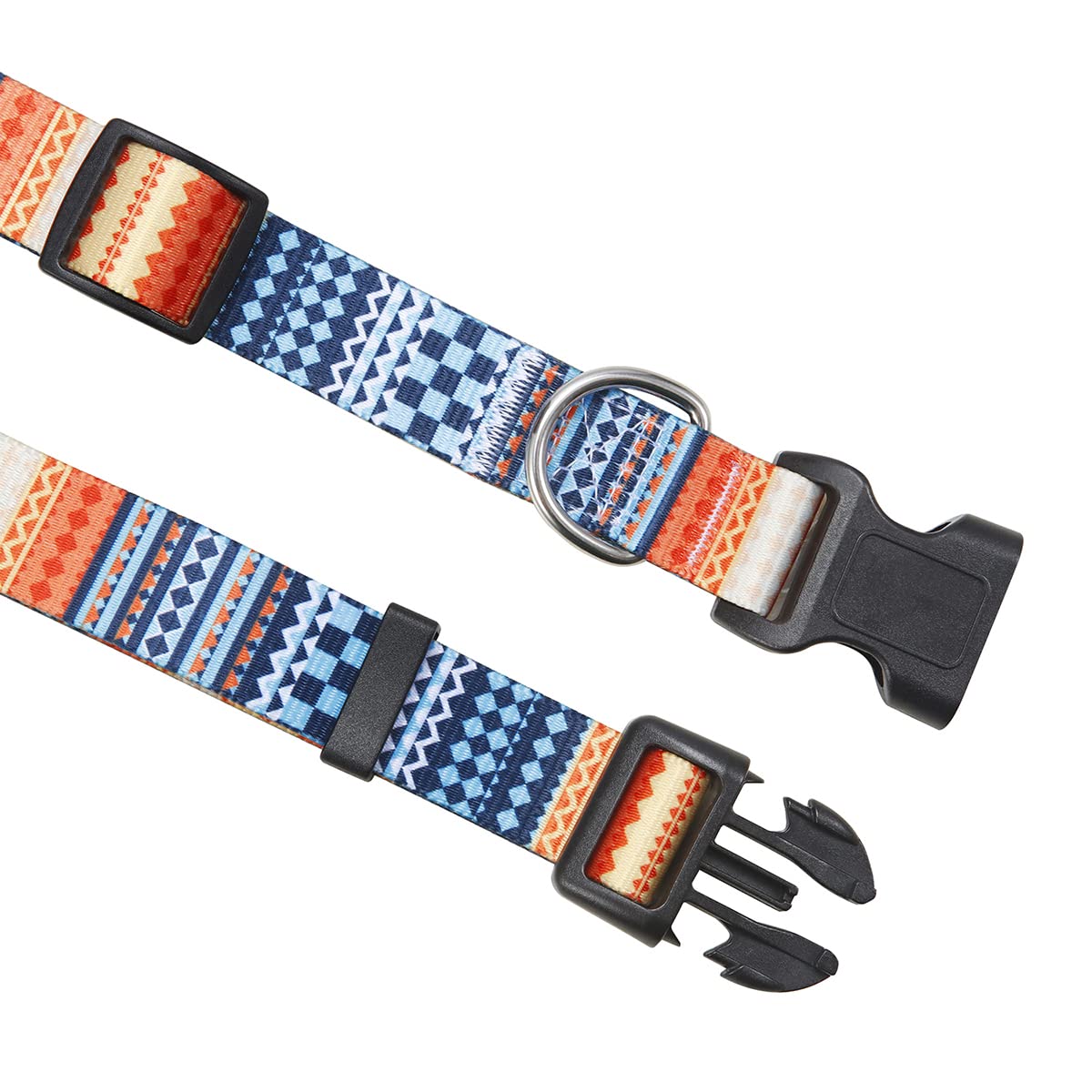 Mihqy Dog Collar And Leash Set With Bohemia Floral Tribal Geometric Patterns - Soft Ethnic Style Collar Adjustable For Small Medium Large Dogs(Bohemian Orange Set,Xs)