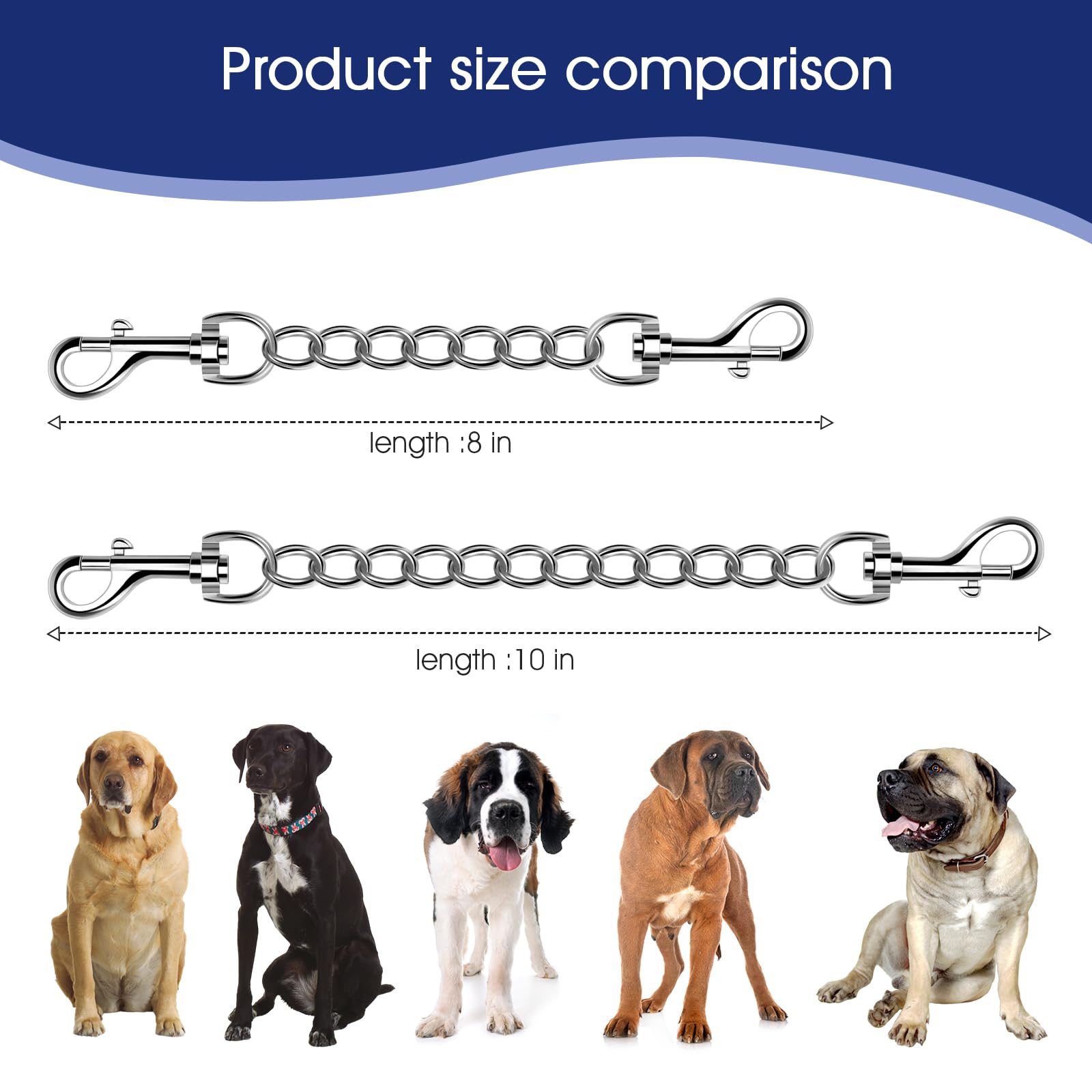 Humlanj Metal Dog Collar Safety Clip, Heavy Duty Double Ended Backup Clasp Leash Connector For Dog Harness To Collar Safety Clip
