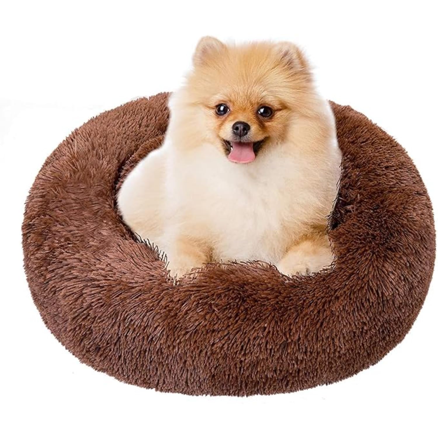 UNIQUE PET COLLECTION Small Size Soft Mink Round Shap_Dog & Cat Bed_Brown Color 50 x 50 x 12 CM