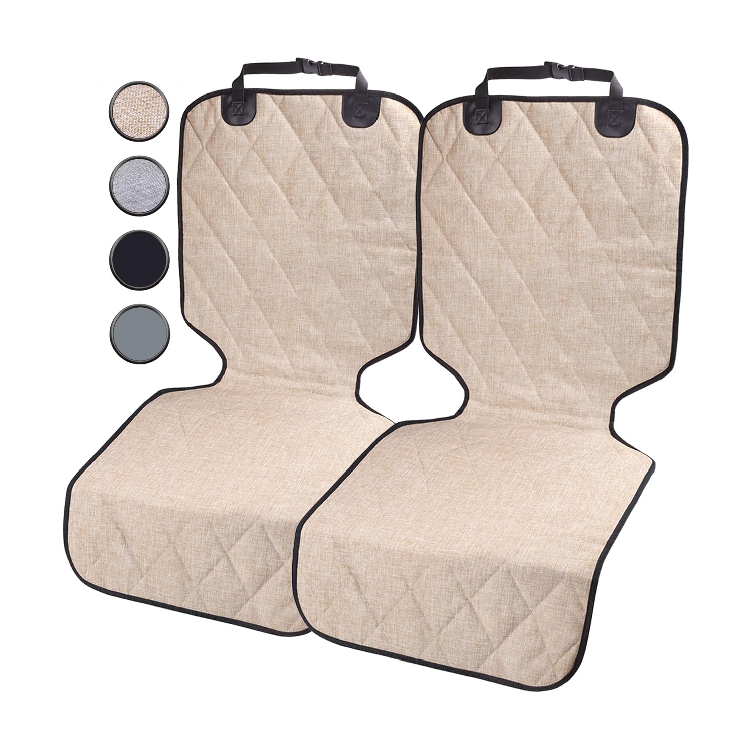 VIVAGLORY Front Dog Seat Covers, 2PACK No-Skirt Design 4 Layers Quilted & Durable 600D Oxford Dog Seat Cover for Most Cars, SUVs