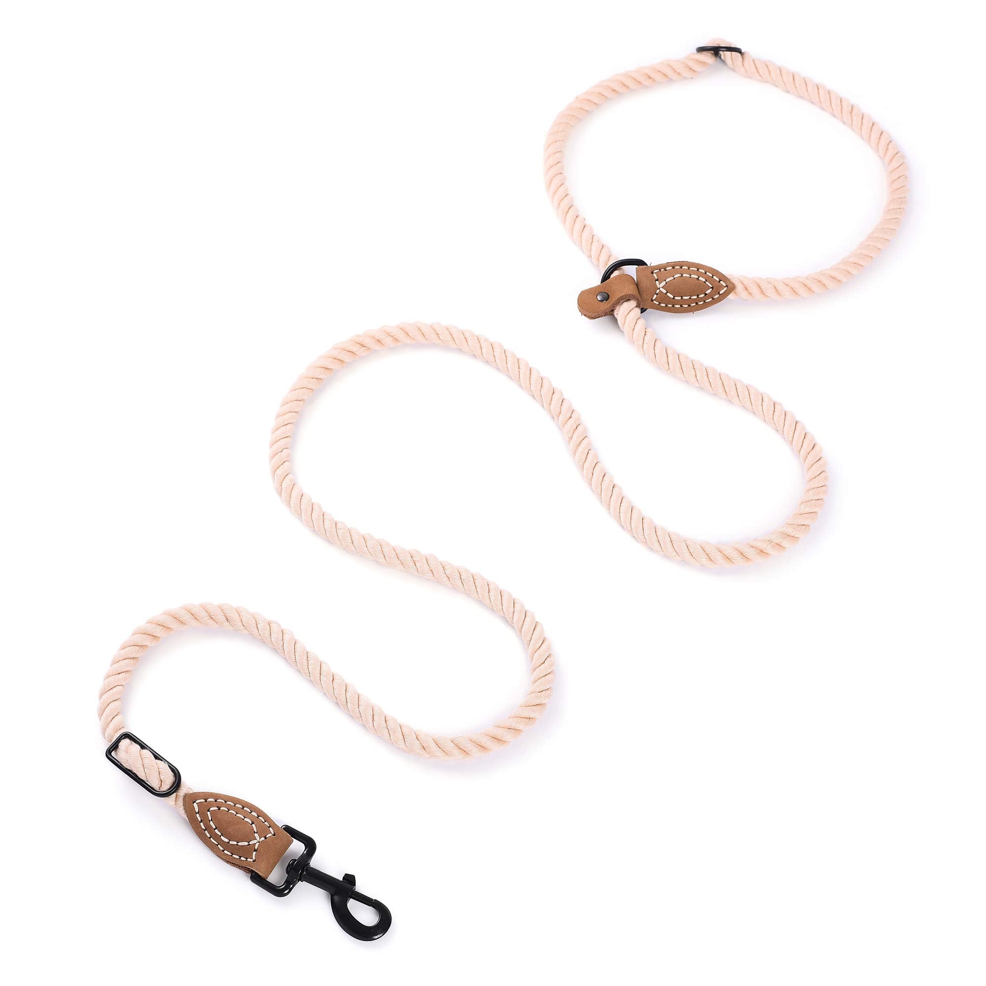 Mile High Life Hands Free Dog Leash, Crossbody Leash With Genuine Leather Connection, Multifunctional Adjustable Waist Leash Heavy Duty Slip Lead No Pull For Dog Walking Running (Light Brown, 7Ft)