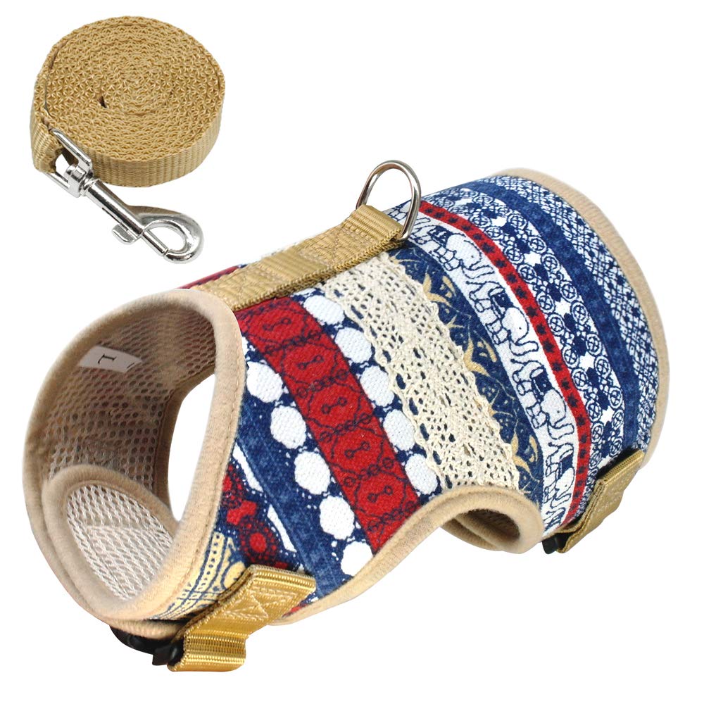 Muttitude Dog Harness & Leash Set For Small Breeds (Medium, Goa)