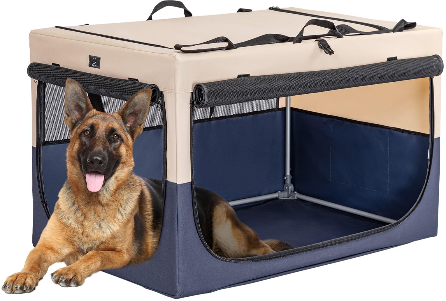 A4Pet Portable Dog Crate, Foldable Dog Crate - 40 Inch Adjustable Stainless Steel Frame, Lightweight, Durable And Soft Crate Wit