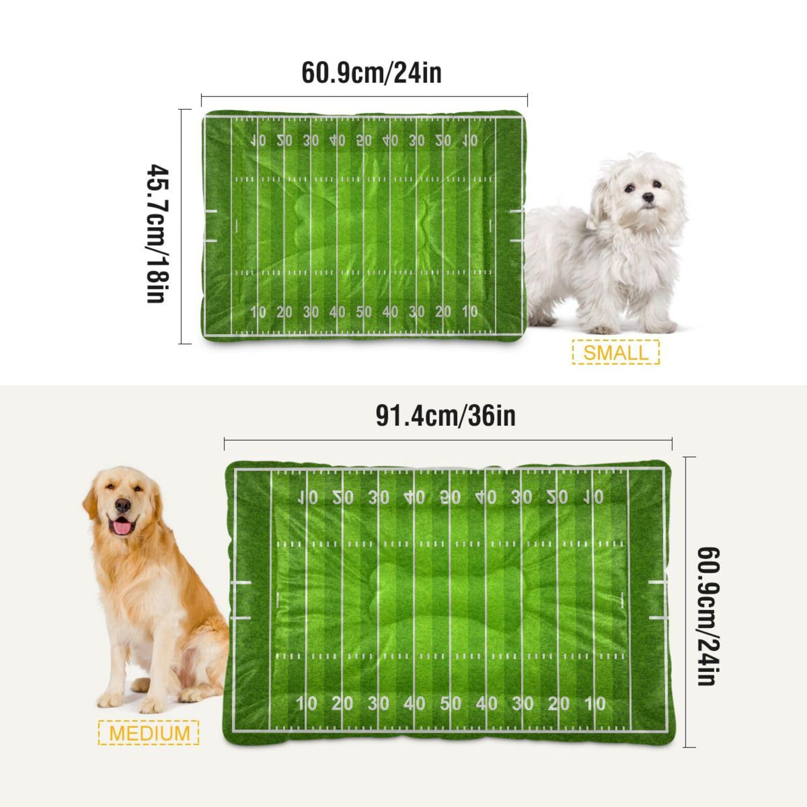 Coikll Football Field Pet Bed Pad Soft Dog Bed Mat With Anti-Slip Bottom, Machine Washable Crate Pad Mattress For Dog Sleeping-