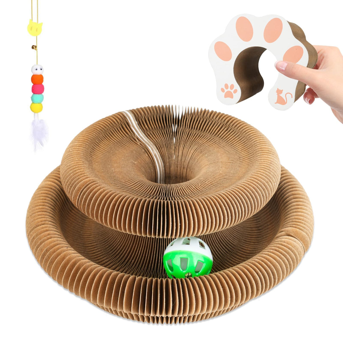 Goosheep Accordion Magic Organ Cat Scratching Board Toy - Kitty Kurlz Ball Scratch Pad Scratcher 1 Pack