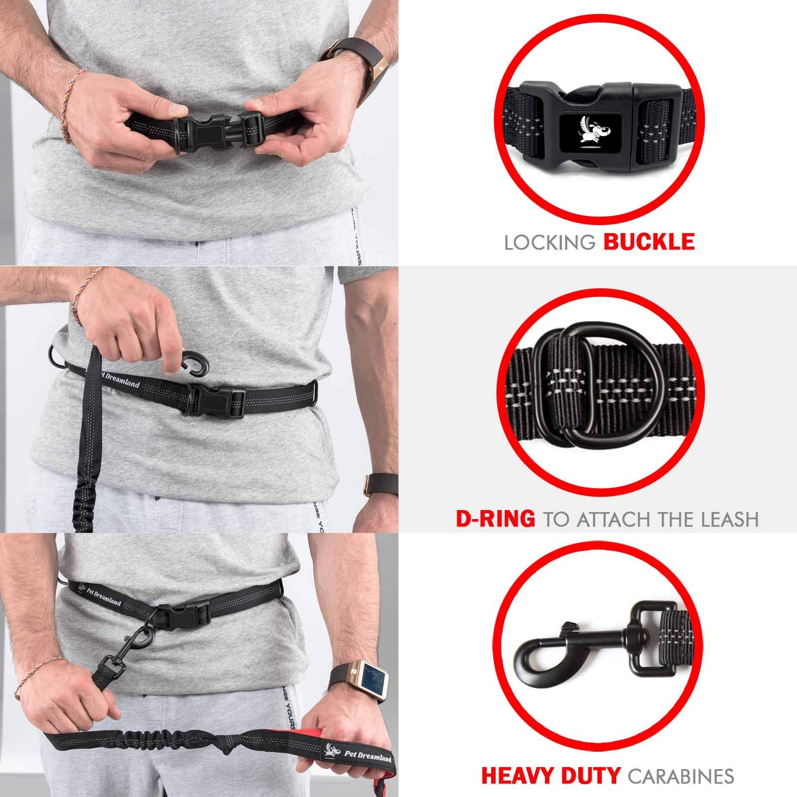 Adjustable Hands Free Dog Leash For Running | Waist Leash For Dog Walking Small Breeds | Dog Running Leash | Hiking Leash For Medium Dogs | Service Dog Leash Belt | Bungee Dog Leash | Hands Free Leash