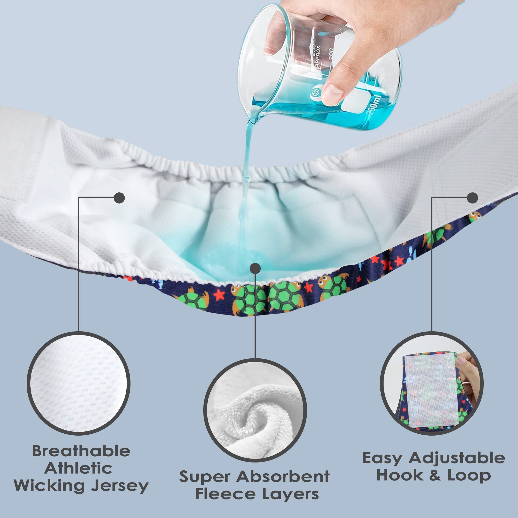 Wegreeco Washable Dog Diapers - Washable Male Dog Belly Wrap - Pack Of 3 (Turtle, Xx-Large)