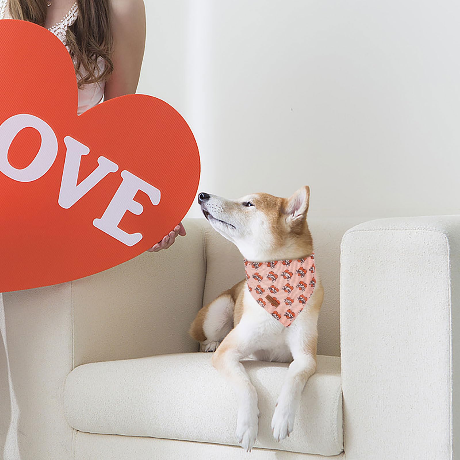 Unique Style Paws Dog Valentine'S Bandanas 2Pcs Washable Cotton Triangle Love Heart Puppy Scarfs For Small Medium Large Dogs And
