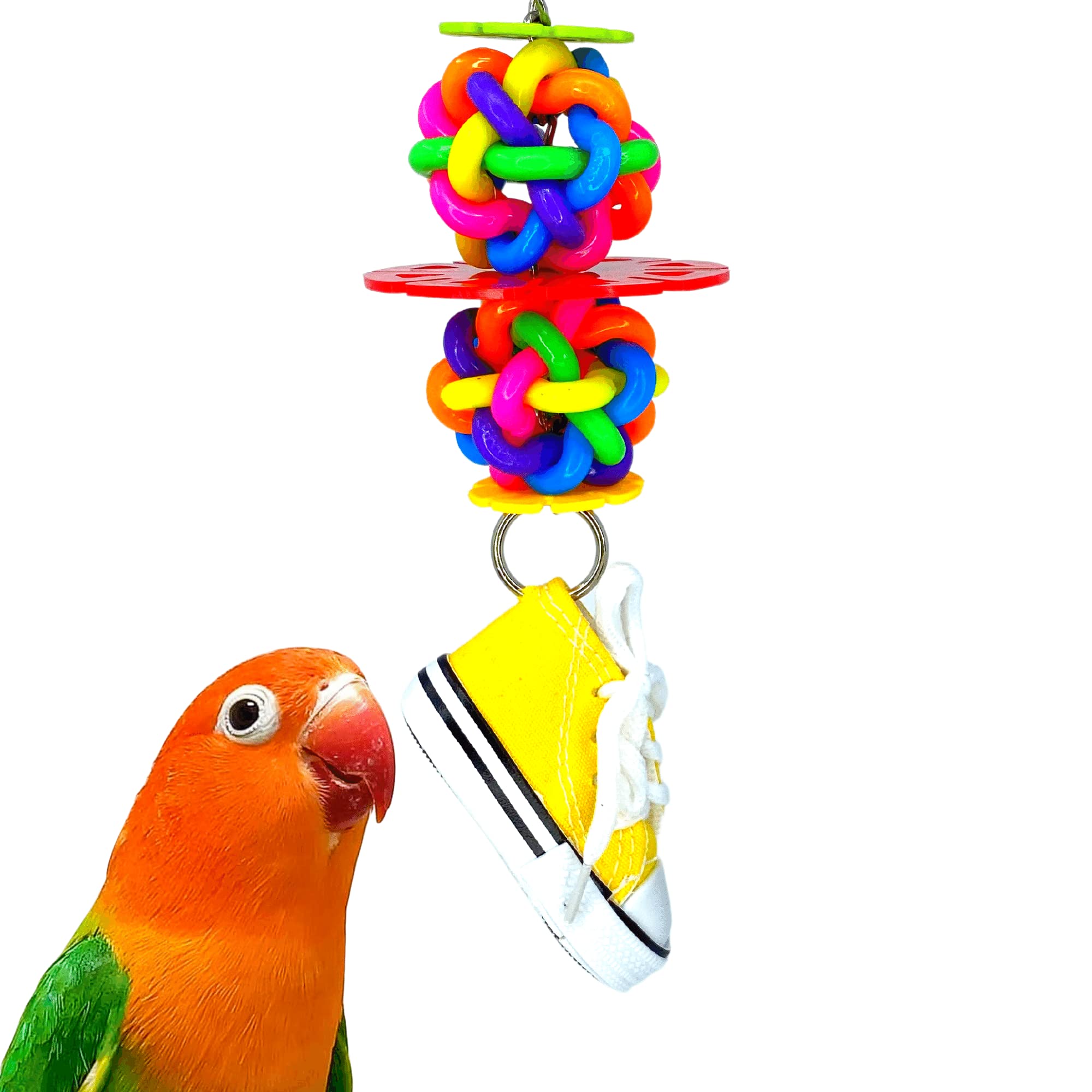 Bonka Bird Toys 1977 Sneaker Snowflake Bird Toy Durable Chew Treat Foraging Ball Parrot, Parrotlet, Quaker, Cockatiel, African G