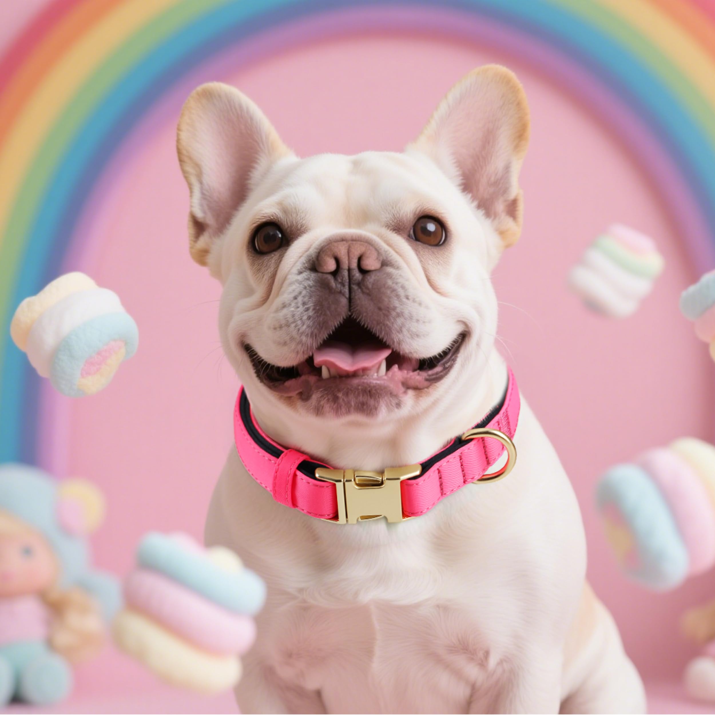 Didog Soft Padded Dog Collars For Medium Dogs, Cute Pink Pet Collar With Quick Release Buckle, Light And Breathable For Girl Dog