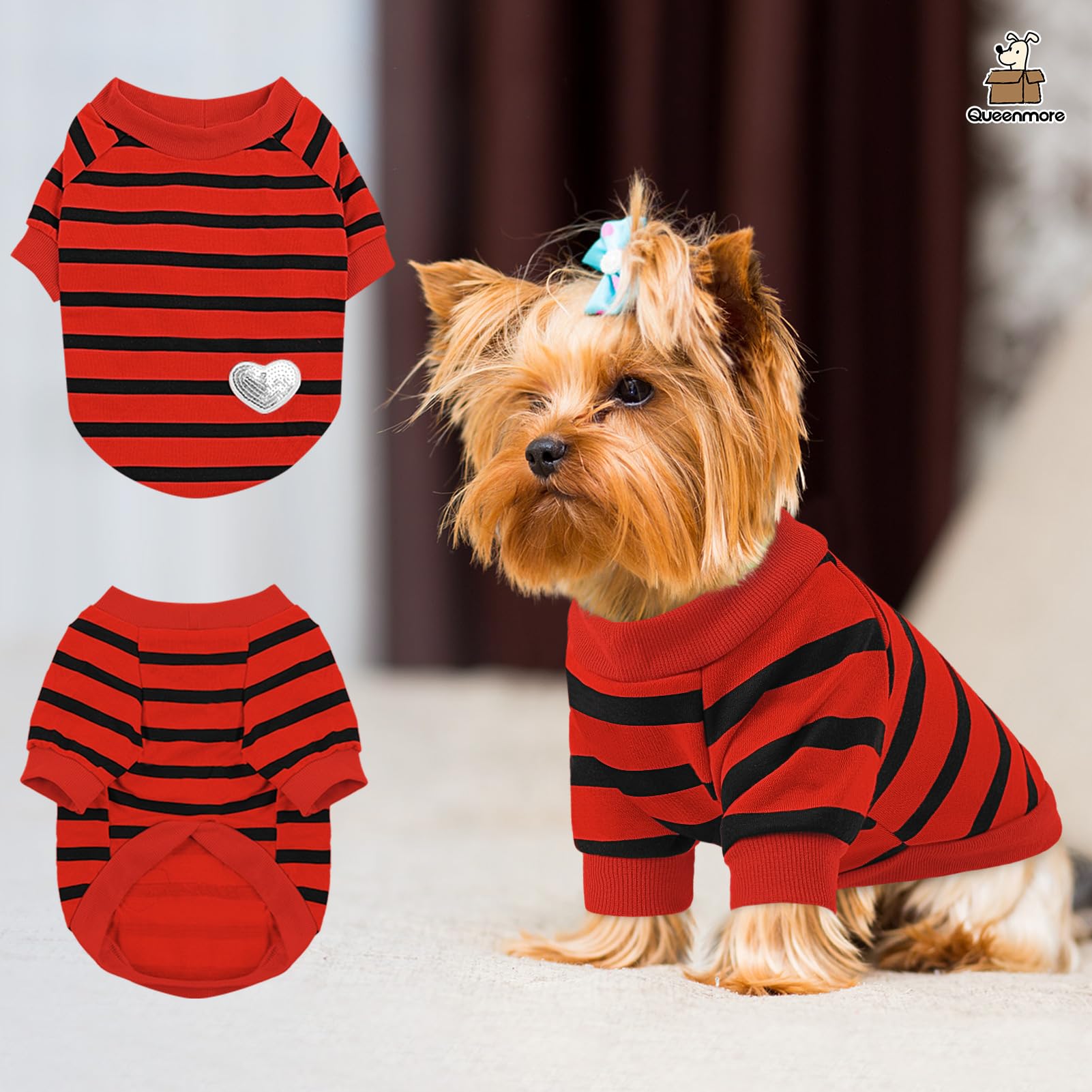 Queenmore Small Dog Shirt,Soft Breathable Dog Shirt For Dogs Cats Boy Girl,Pet Clothes For All Season,Breathable Lightweight Pet