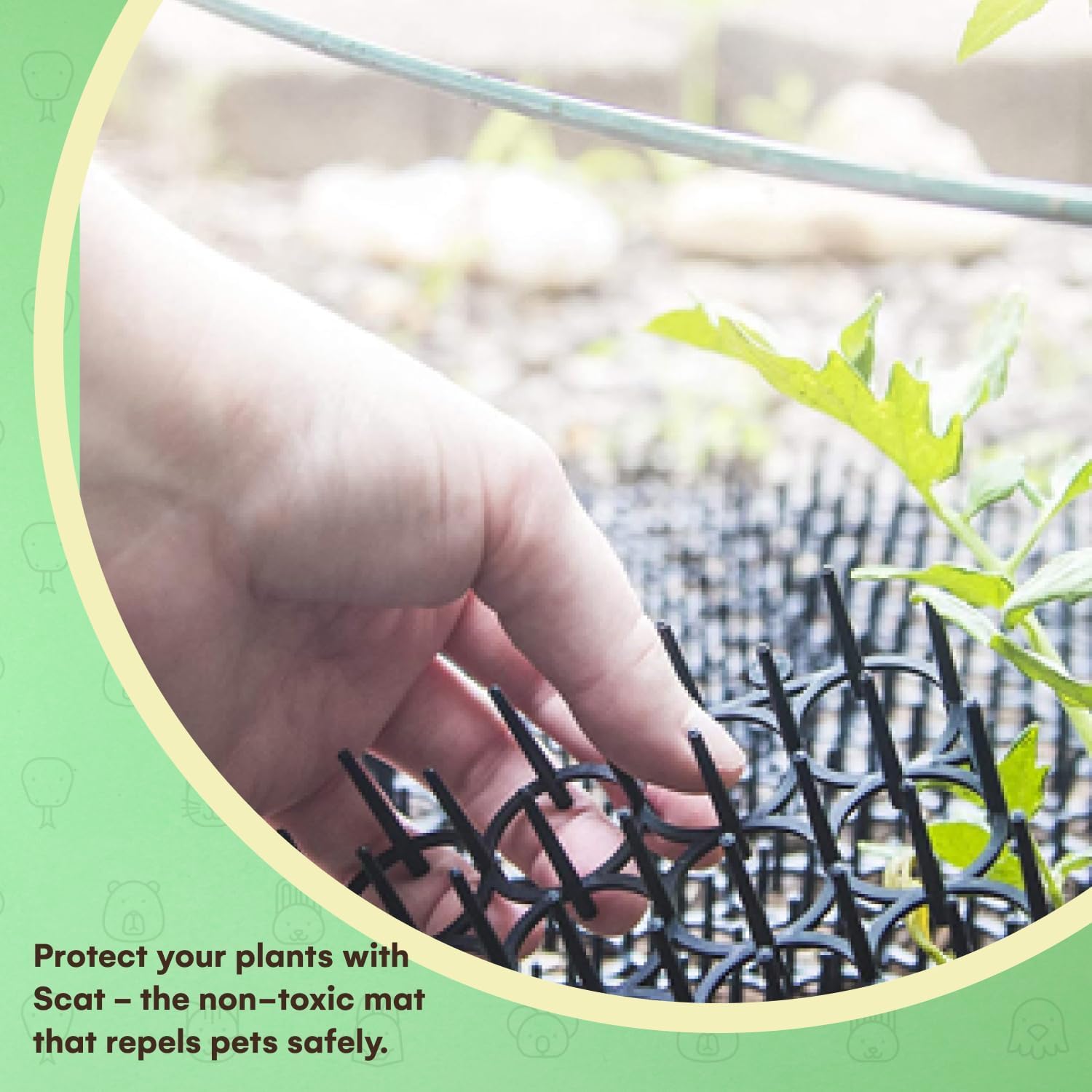 Homarden Cat Scat Mat 10-Piece Set - 16x13in Anti-Dig Spike Mat for Indoor/Outdoor Use - Black Cat Barrier Solution