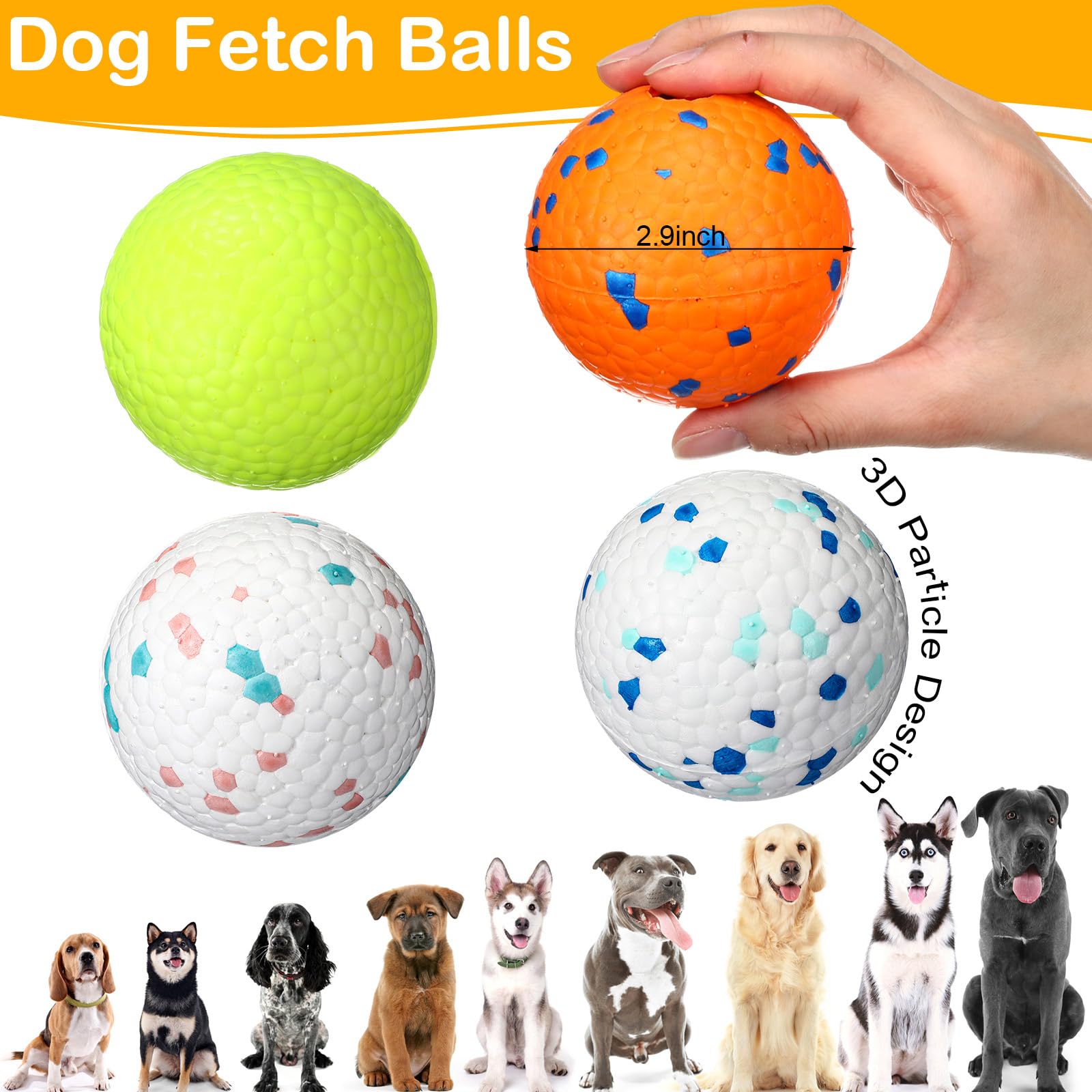 Jenaai 12 Pcs Dog Balls For Aggressive Chewers Tennis Ball 2.9 Inch Indestructible Durable Bouncy Floating Toys Interactive Dog