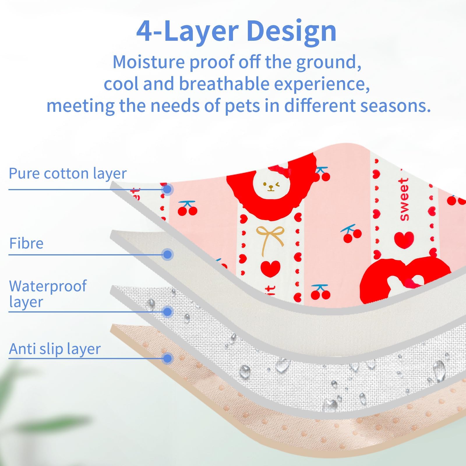 Lovely Dog Crate Mat, Anti-Slip Bottom, Waterproof Reusable Whelping Playpen Crate Reusable Washable Pet Mattress Pads, Pet Trai