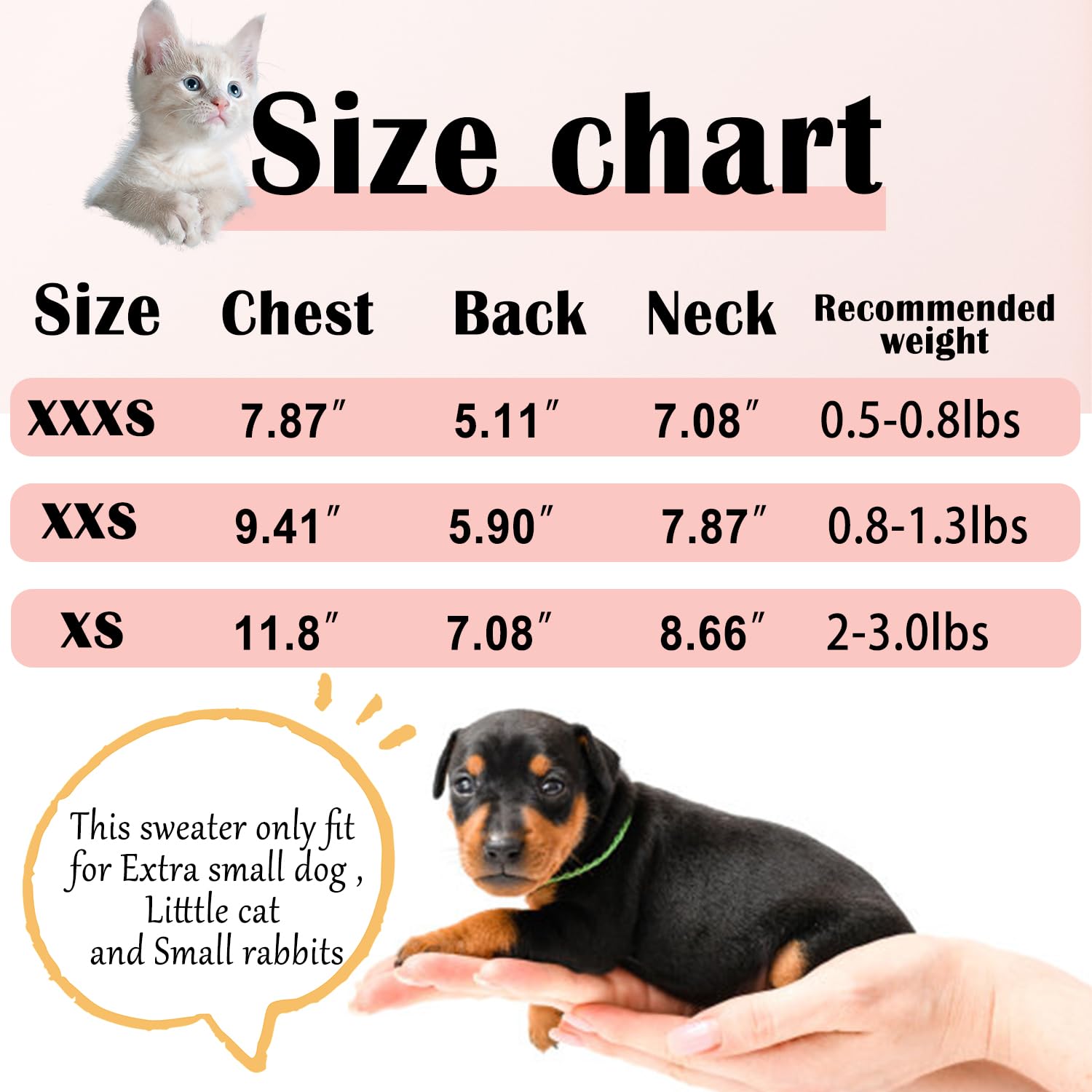 2 Pack Cute Warm Puppy Sweaters for Chihuahua & Teacup Dogs - Extra Small Dog Clothes - Pink Fleece Winter Pet Outfit (Pink, XXX