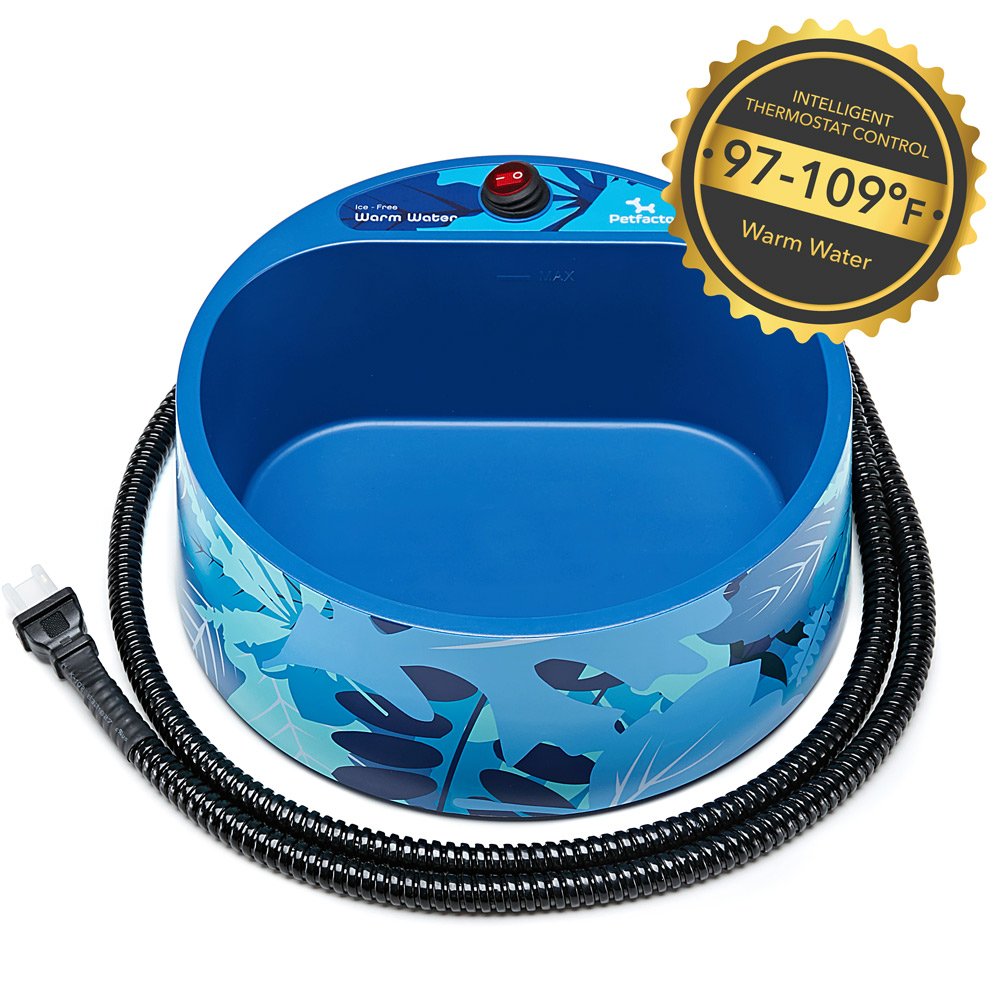 Petfactors Heated Pet Bowl, Outdoor Pet Thermal Water Bowl, Dog Cat Heated Water Bowl With 69 Inch Chew Resistant Cord And Waterproof On/Off Switch