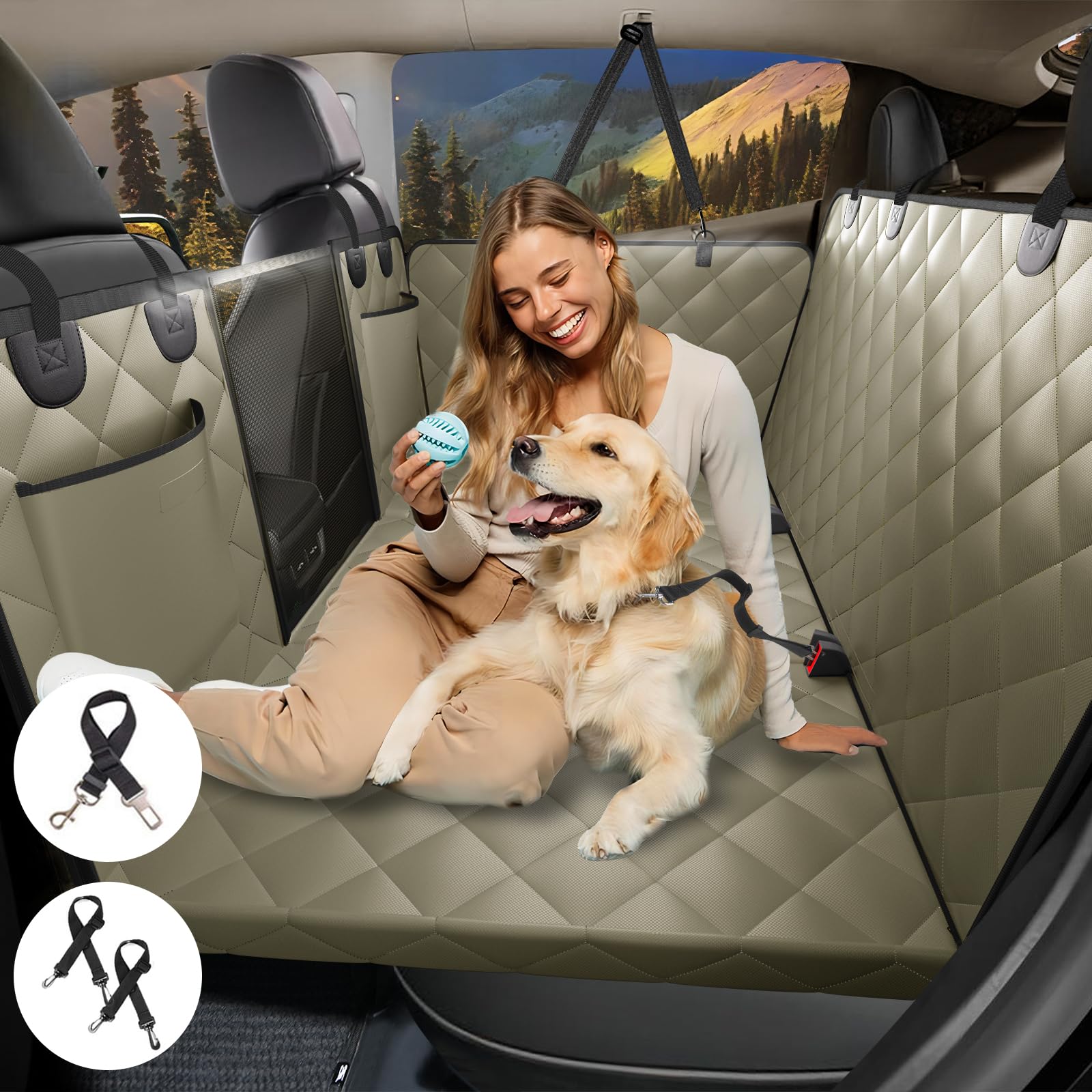 Back Seat Extender For Dogs, Dog Car Seat Cover For Back Seat Supports 420Lbs, Hard Bottom Backseat Extender For Dogs, Waterproo