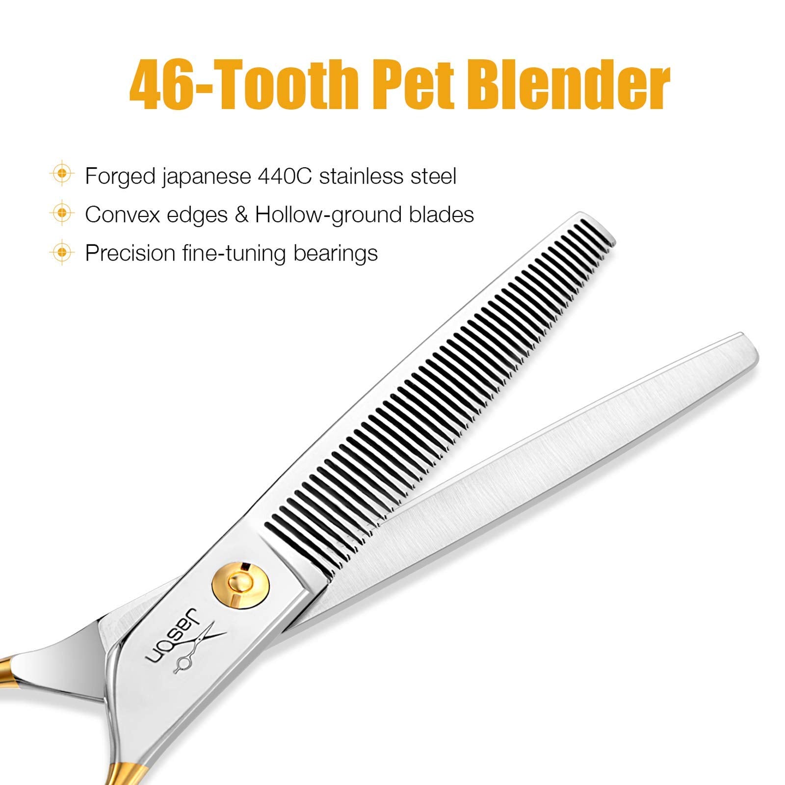 Jason 7.5' Thinning Shears For Dogs 40-Teeth Dog Grooming Blending Shear Professional Pet Thinners Blender Scissors Trimming Kit For Groomers
