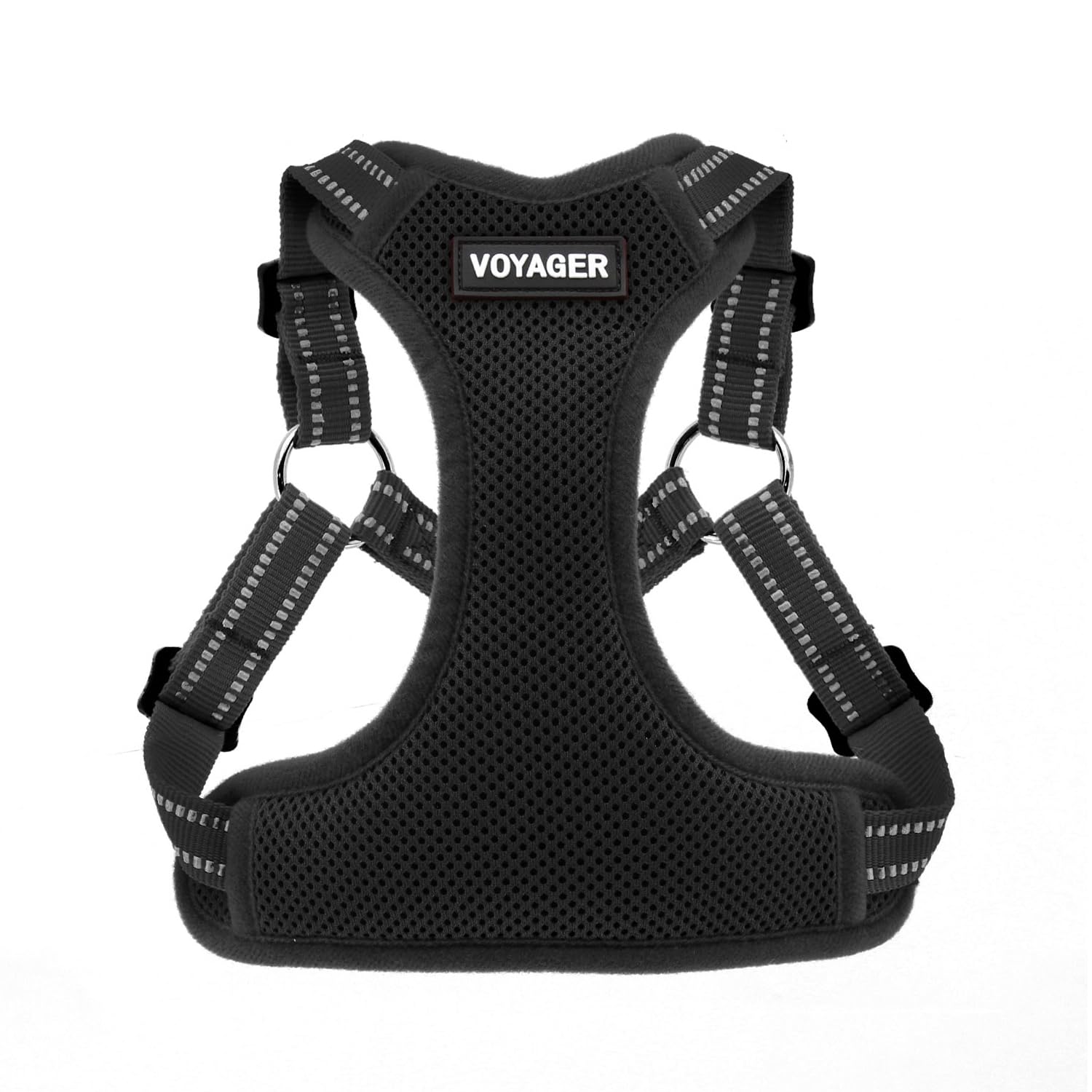 Best Pet Supplies Voyager Adjustable Dog Vest Harness Breathable No Pull Harness For Small, Medium, Large Dogs, Heavy Duty Harness For Walking, Jogging, Easy Step-In, Reflective Stripes - (Black), S