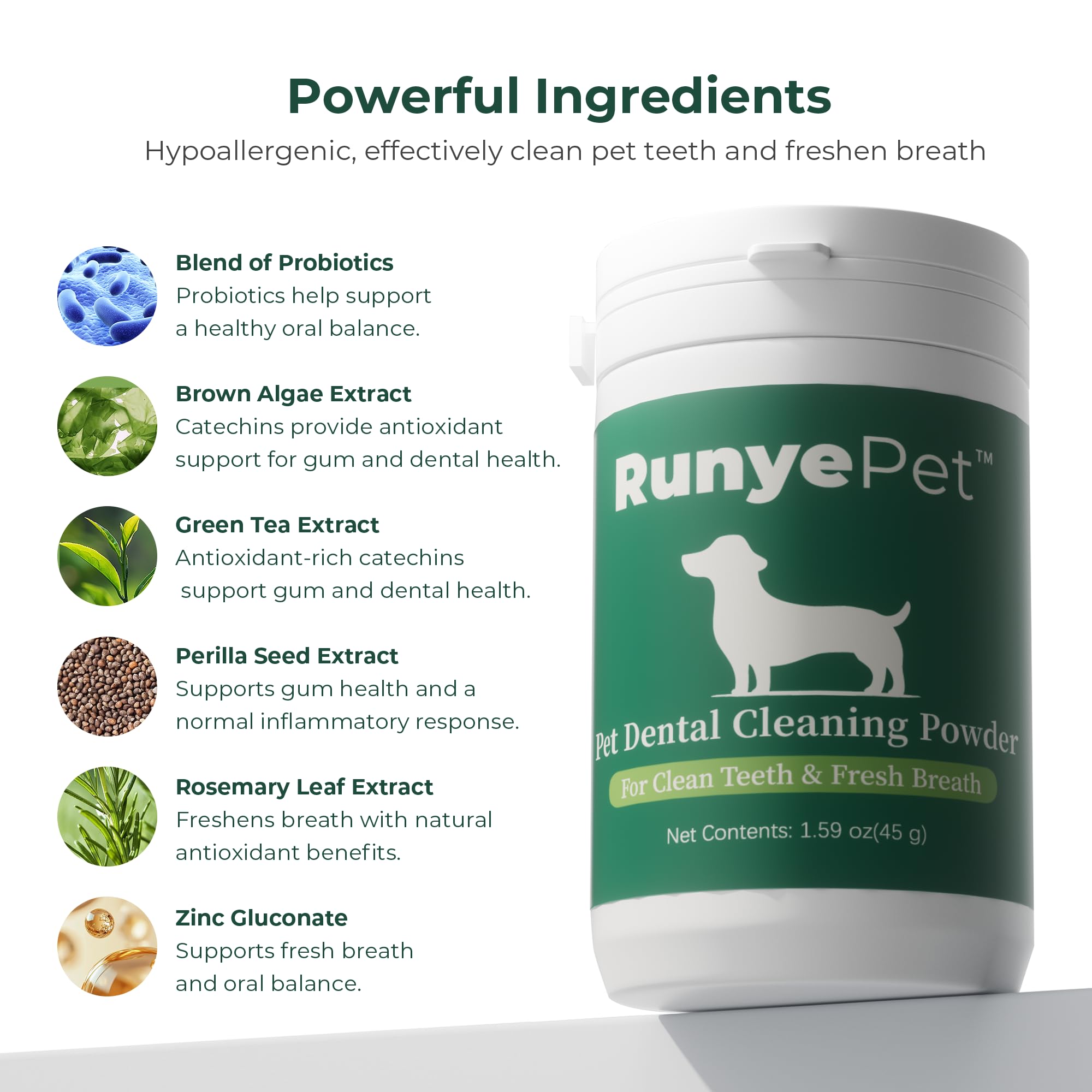 Dog Dental Powder - Dog Teeth Cleaning Powder - Dog Dental Care - Plaque & Bad Breath Off Powder Dog - Dental Care Supplies for