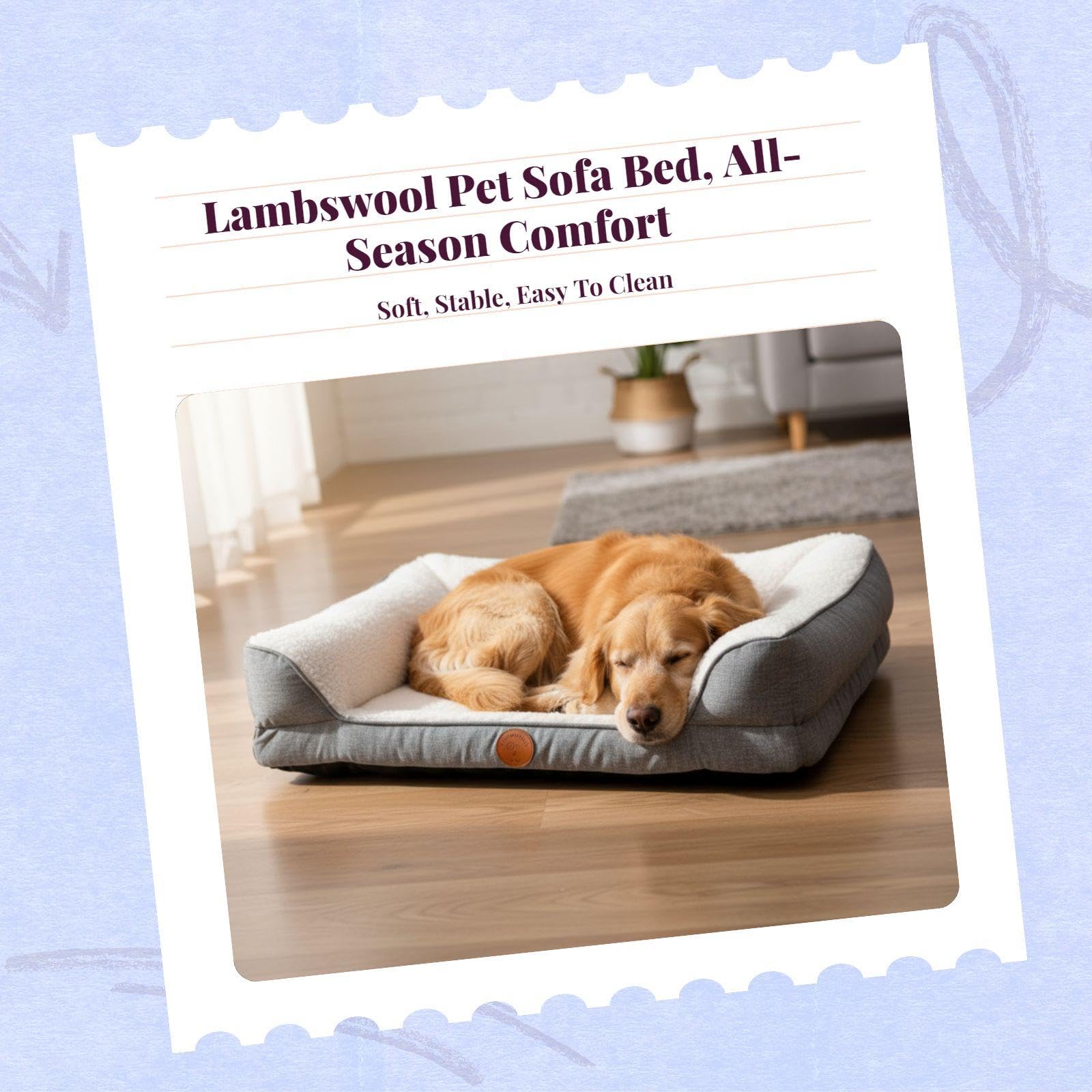 ZOOMELLA Dog Bed, cleanable Calming Pet Sofa, AllSeason Comfort, Removable Cover Gray M|Sofas, Loveseats & Chaises|Home & Garde