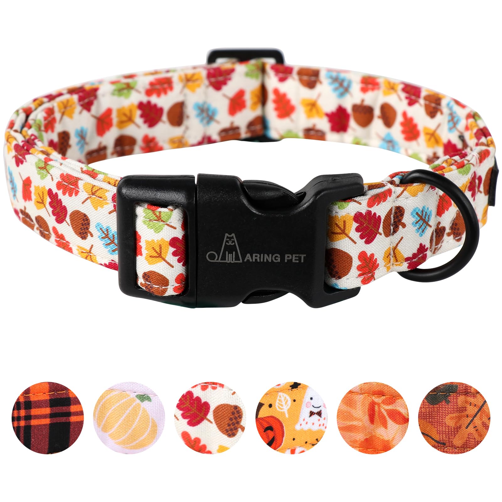 Aring Pet Fall Dog Collar-Cotton Maple Leaves Dog Collar For Small Dogs, Adjustable Lightweight Dog Collars With Quick Release B