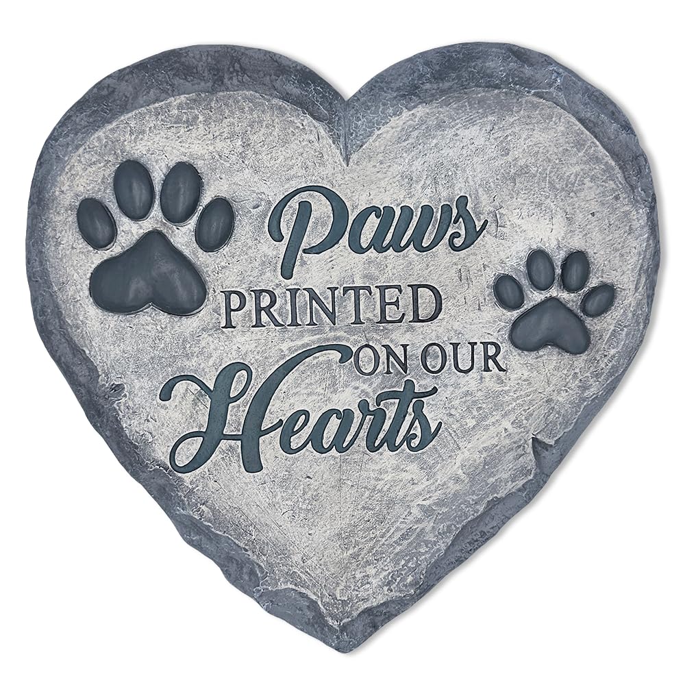Ornamentallyyou Elegant Resin Stepping Stone, Outdoor Garden Pathway Decoration (Paws Printed On Our Hearts Memorial Stepping St