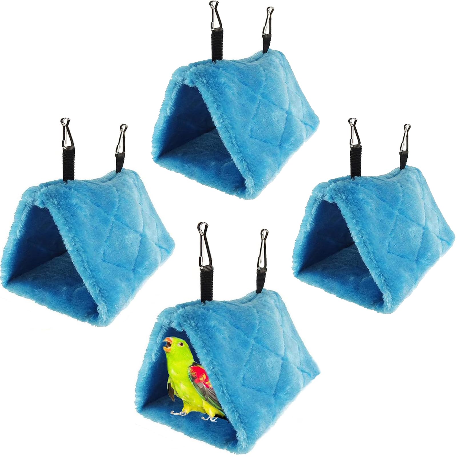 4Pcs Bird Tent Plush Hammock Warm Hut Hanging Parrot Nest For Cage Snuggle Sleeping Bed 9.4''X5.9''X7.0'' Hideaway Cave For Parakeet Cockatiels Cockatoo Lovebird