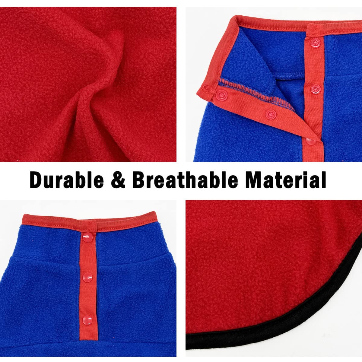 2 Pack Dog Fleece Vest Sweater, Warm Pullover Fleece Puppy Jacket, Autumn Winter Cold Weather Coat Clothes, Pet Stretch Fleece Apparel With Buttons For Small Medium Dogs Cats (Red+Blue, Small)