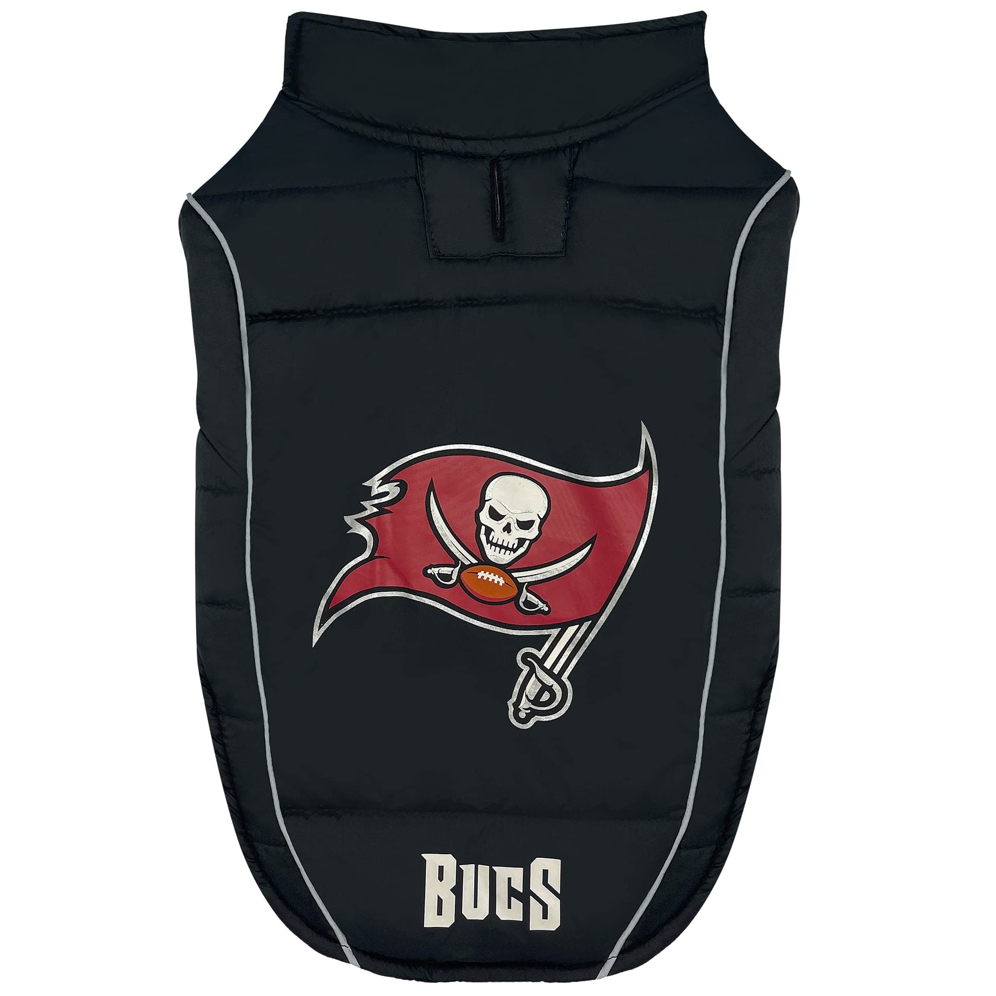 Nfl Tampa Bay Buccaneers Puffer Vest For Dogs & Cats, Size Large. Warm, Cozy, And Waterproof Dog Coat, For Small And Large Dogs/