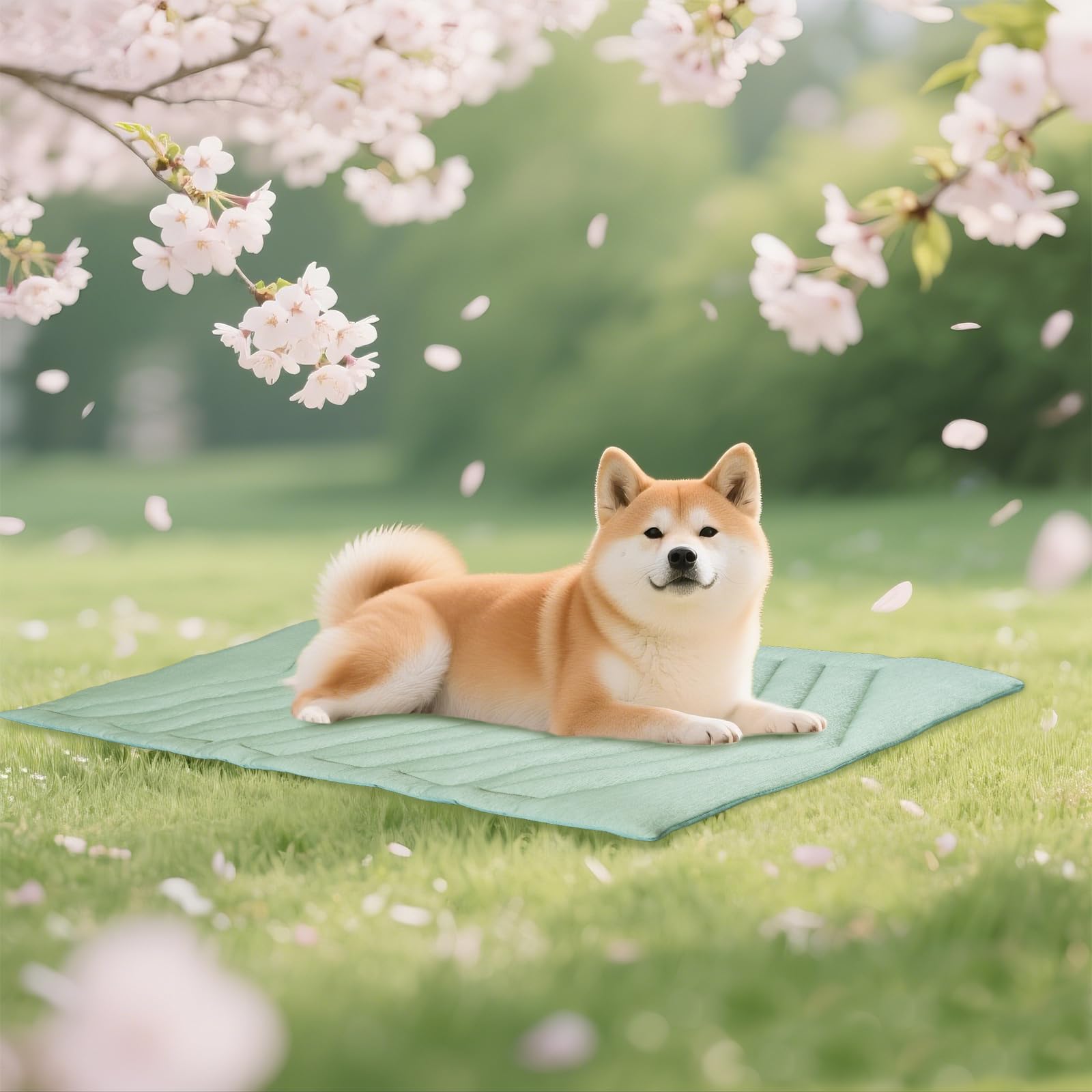Uiqelys Cooling Pad For Dog Ice Green, 122X71Cm No Gel, Cool Fabric Top & Velvet Back Pets Blanket, Washable, Cooling Dog Mat Av