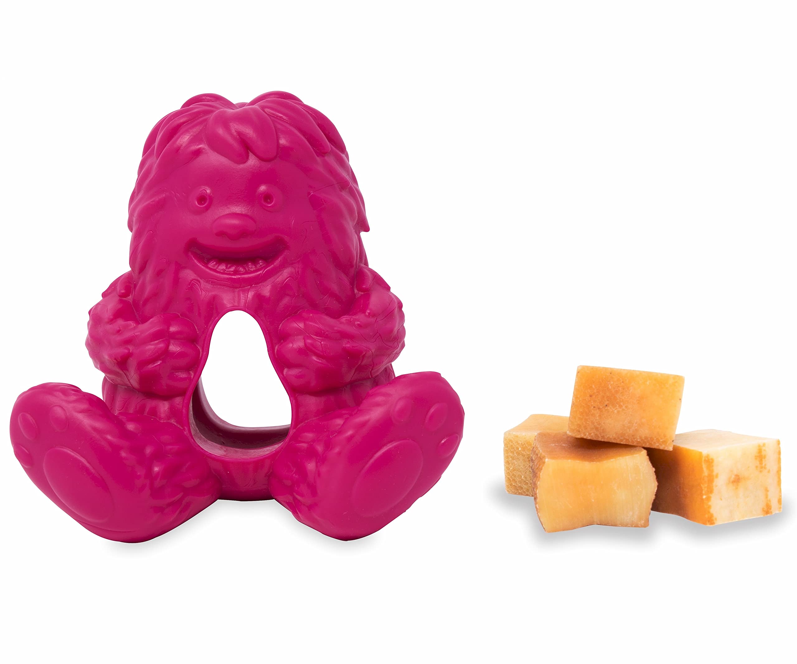 Yeti Puff & Play Dog Toy – Chew Holder & Treat Dispenser For Light To Moderate Chewers – Interactive Puzzle Toy For Teething & Behavior Training – Yeti Orange (Pink, Yeti)