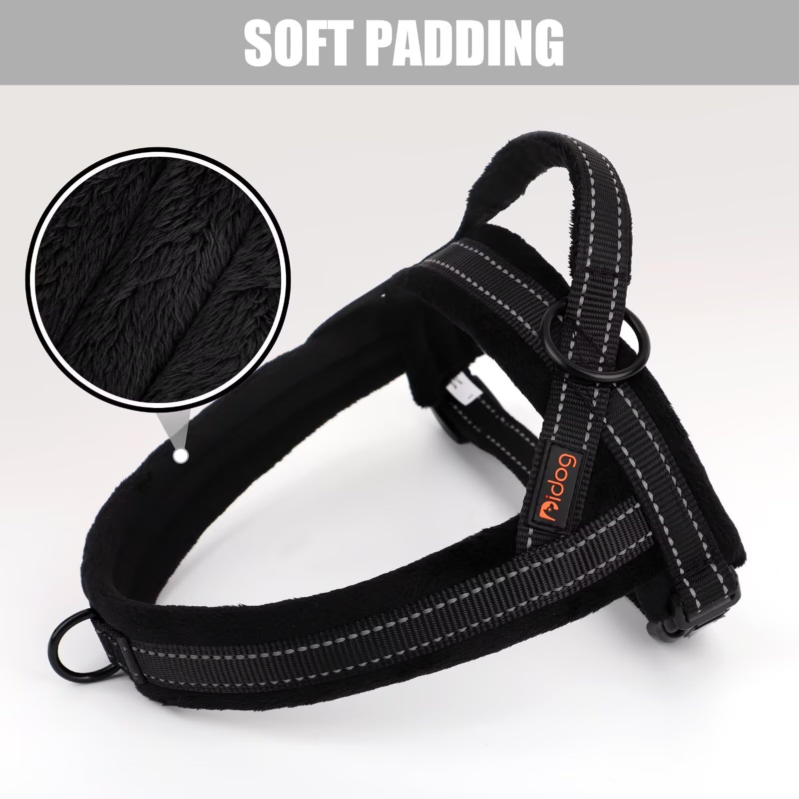 Didog Soft Flannel Padded Dog Vest Harness,Escape Proof/Quick Fit Reflective Dog Strap Harness, Easy For Training Walking (Xxs:C
