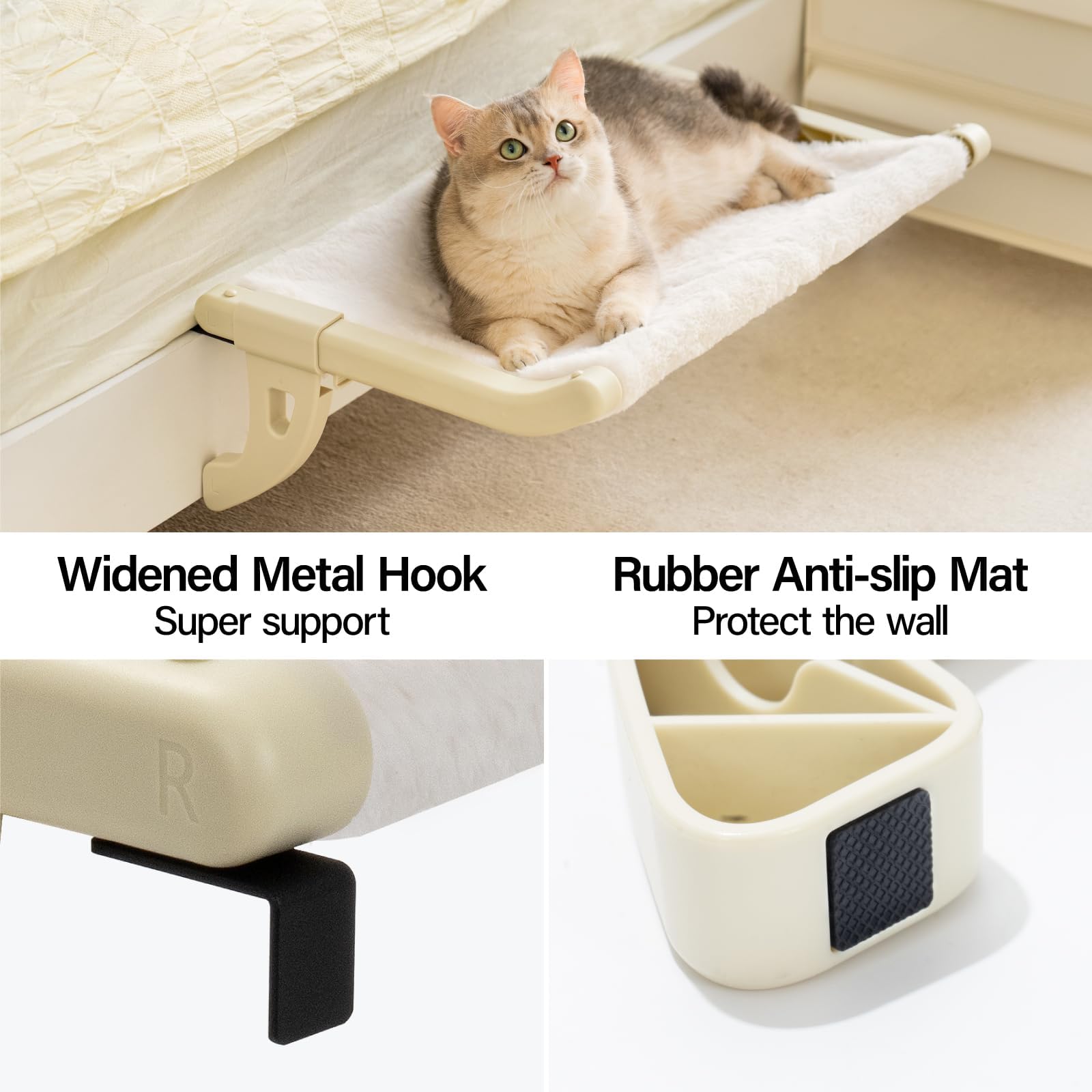 Mewoofun Window Sill Perch For Indoor Cats, One-Step Sliding Clamping Slot Adjustment Cat Hammock With Removable Covers, Bed For