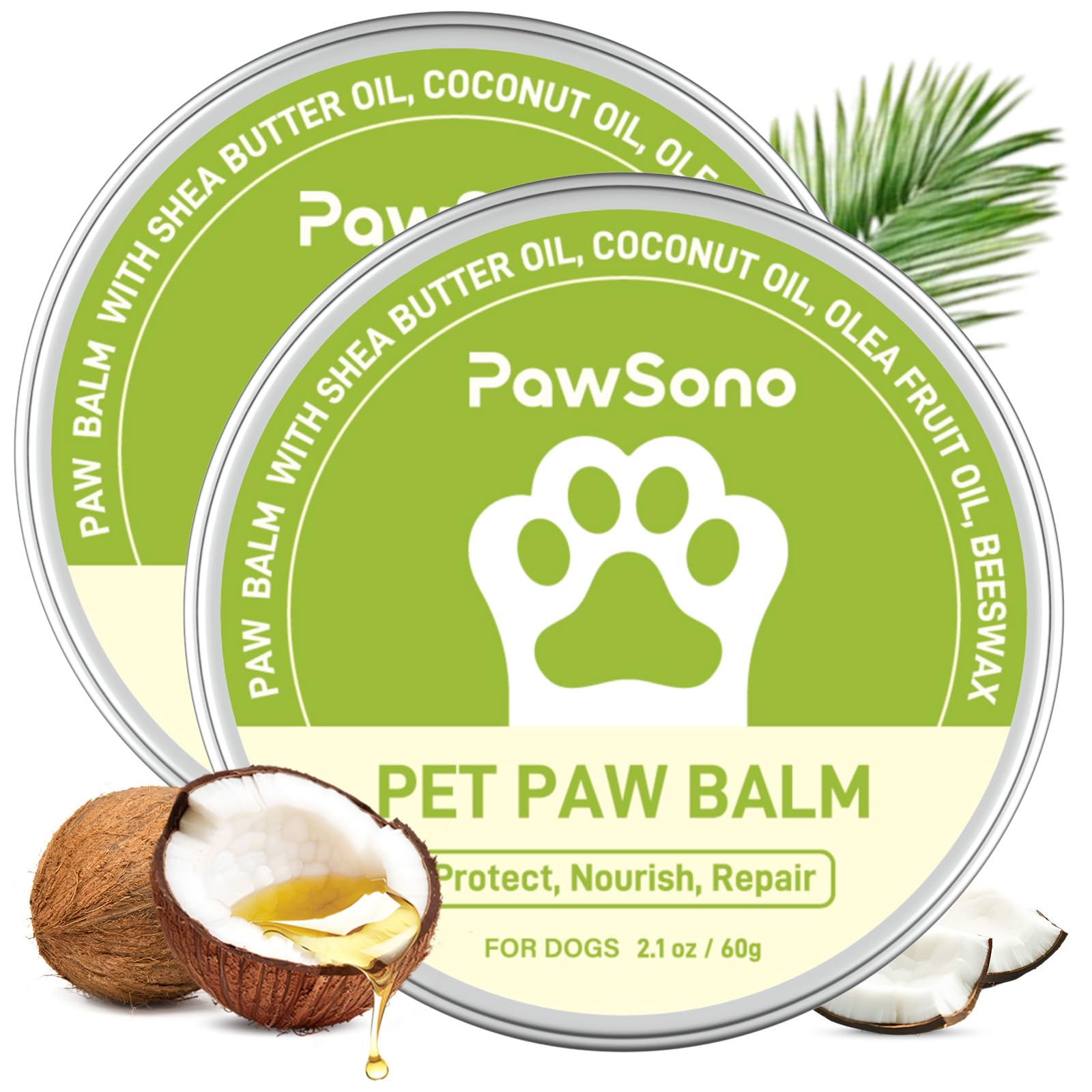 PawSono Lick-Safe Dog Paw & Nose Balm with Coconut Oil | All-Natural Paw Cream & Wax for Dry, Cracked Pads & Snouts| Paw Moistur