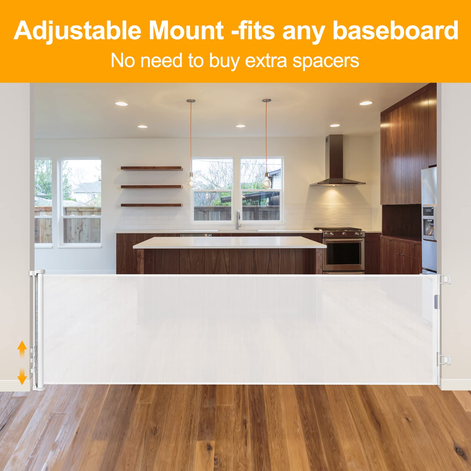 Mom's Choice Awards Winner - WOMHOM 100 Inch Extra Wide Retractable Baby Gates Extra Wide Baby gate for Large Opening Extra Long