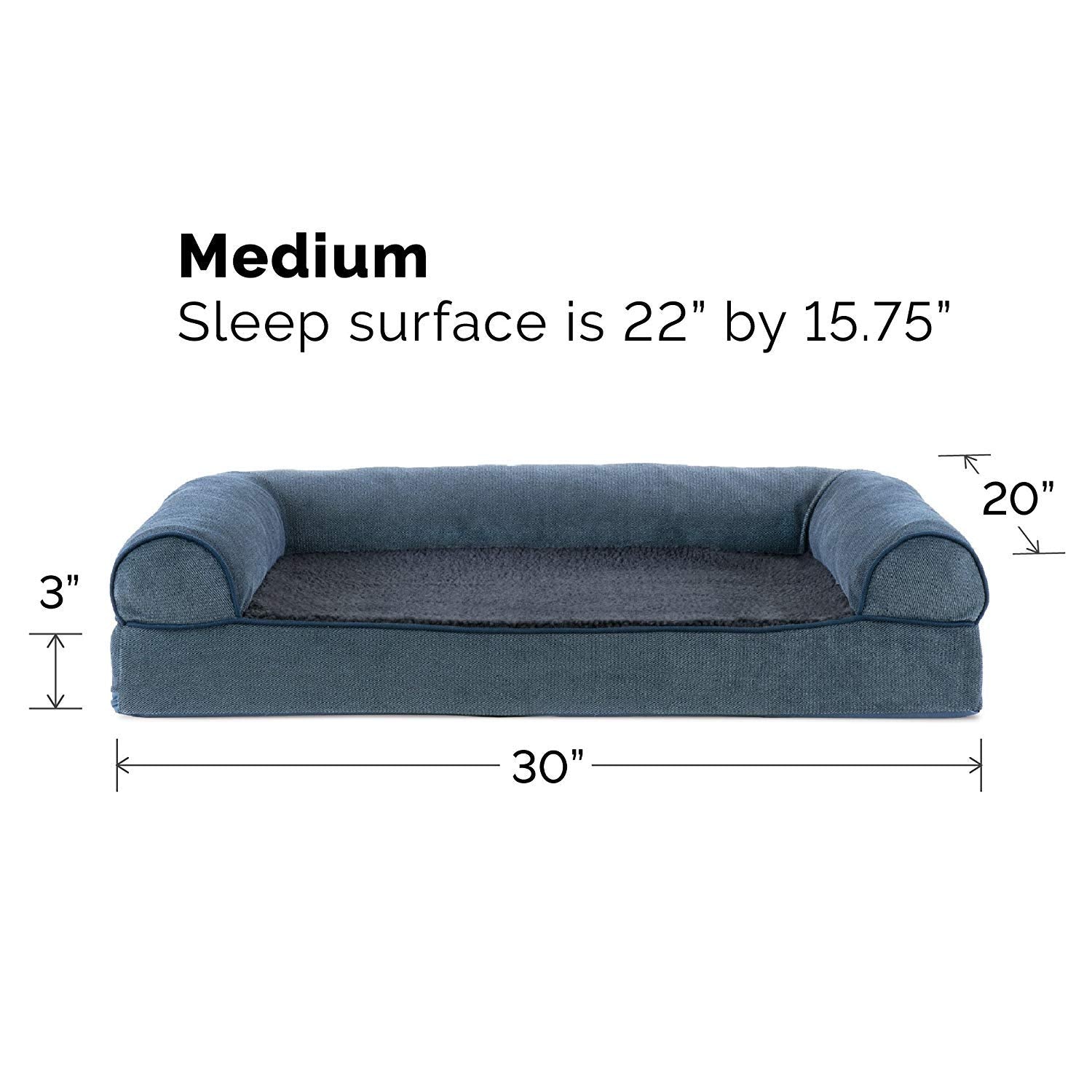 Furhaven Cooling Gel Dog Bed for Medium/Small Dogs w/ Removable Bolsters & Washable Cover, For Dogs Up to 35 lbs - Sherpa & Chen