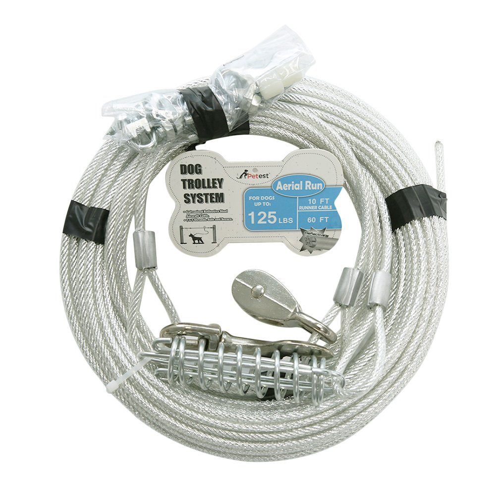Petest 60Ft Trolley Runner Cable For Heavy Dogs Up To 125 Pounds