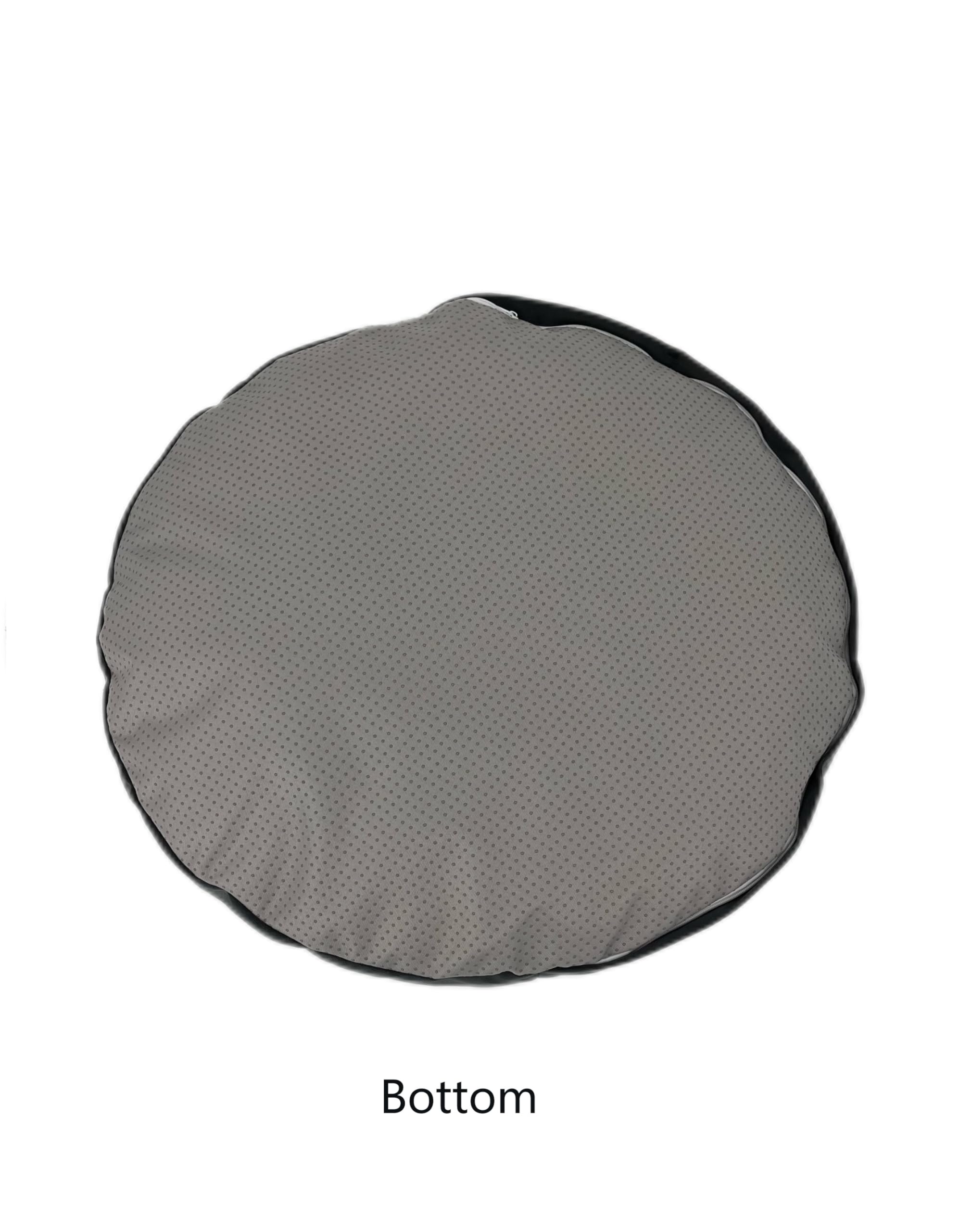 Waterproof Round Dog Bed Cover With Zipper Faux Fur Donut Dog Bed Replacement Cover Only 24 Inch Grey Velvet